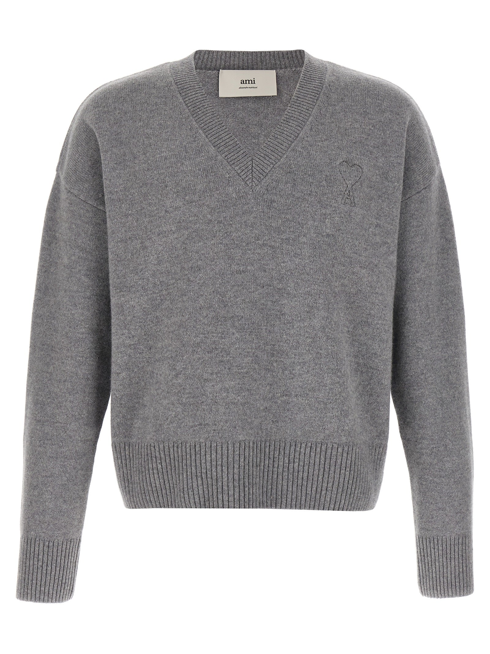 Ami Paris Gray Wool Cardigan Ami Paris