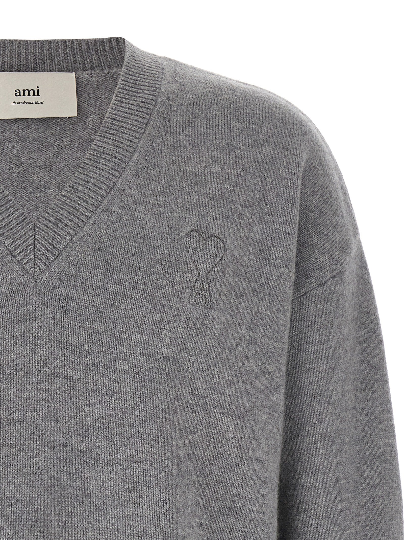 Ami Paris Gray Wool Cardigan Ami Paris