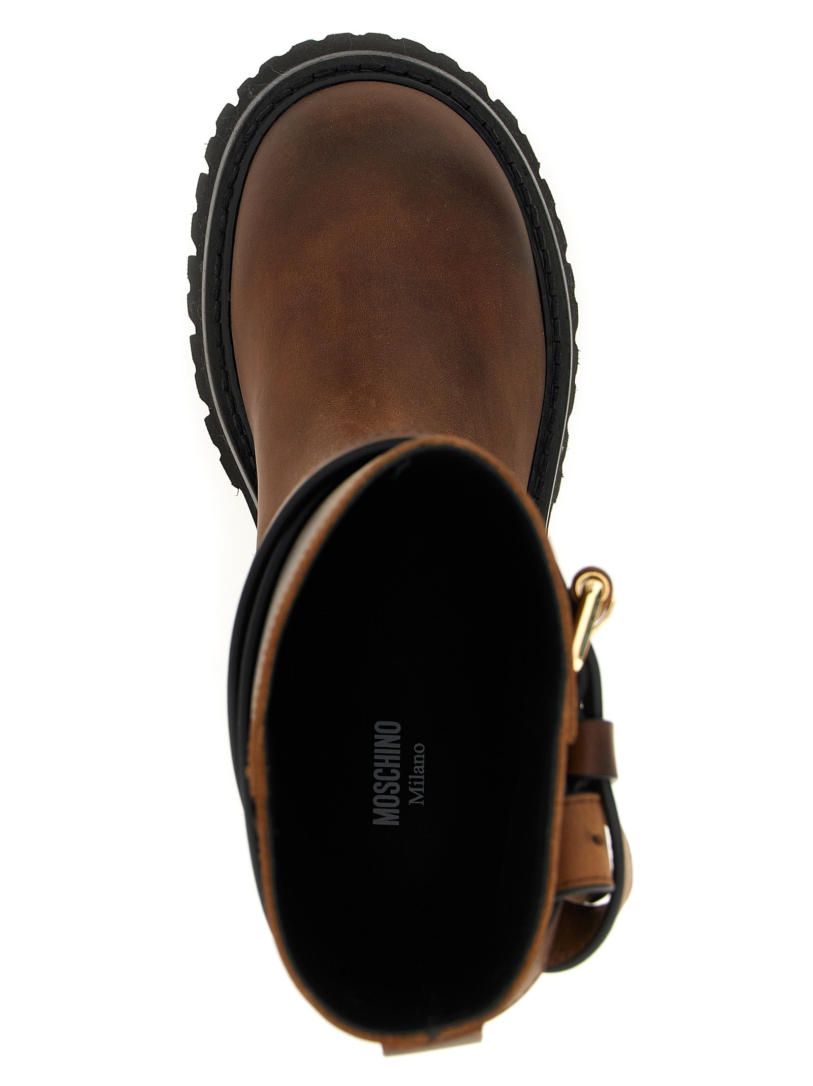 Moschino Brown Velvet Leather Over The Knee Moschino