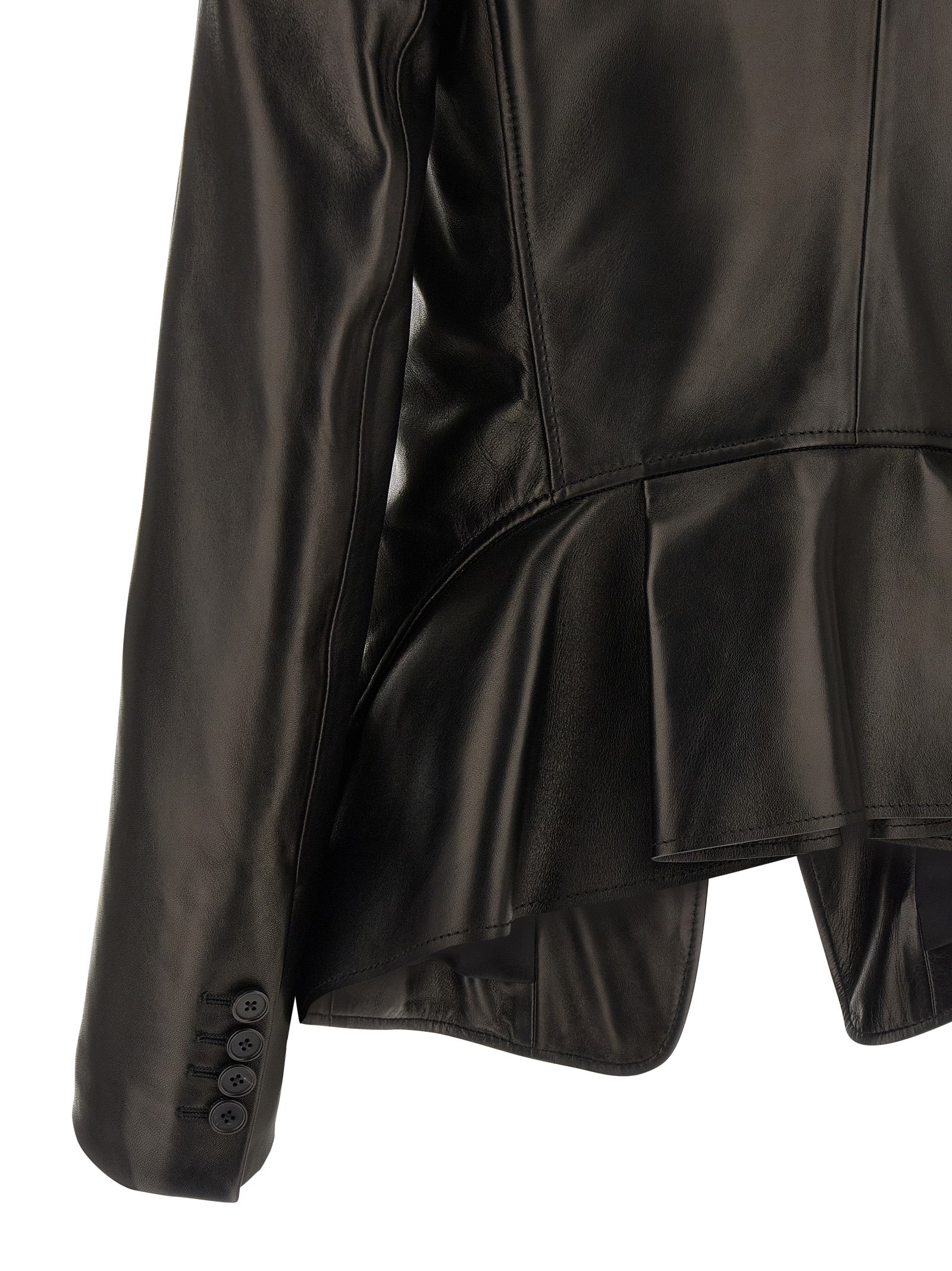 Alexander McQueen Black Lamb Leather Blazer Alexander McQueen