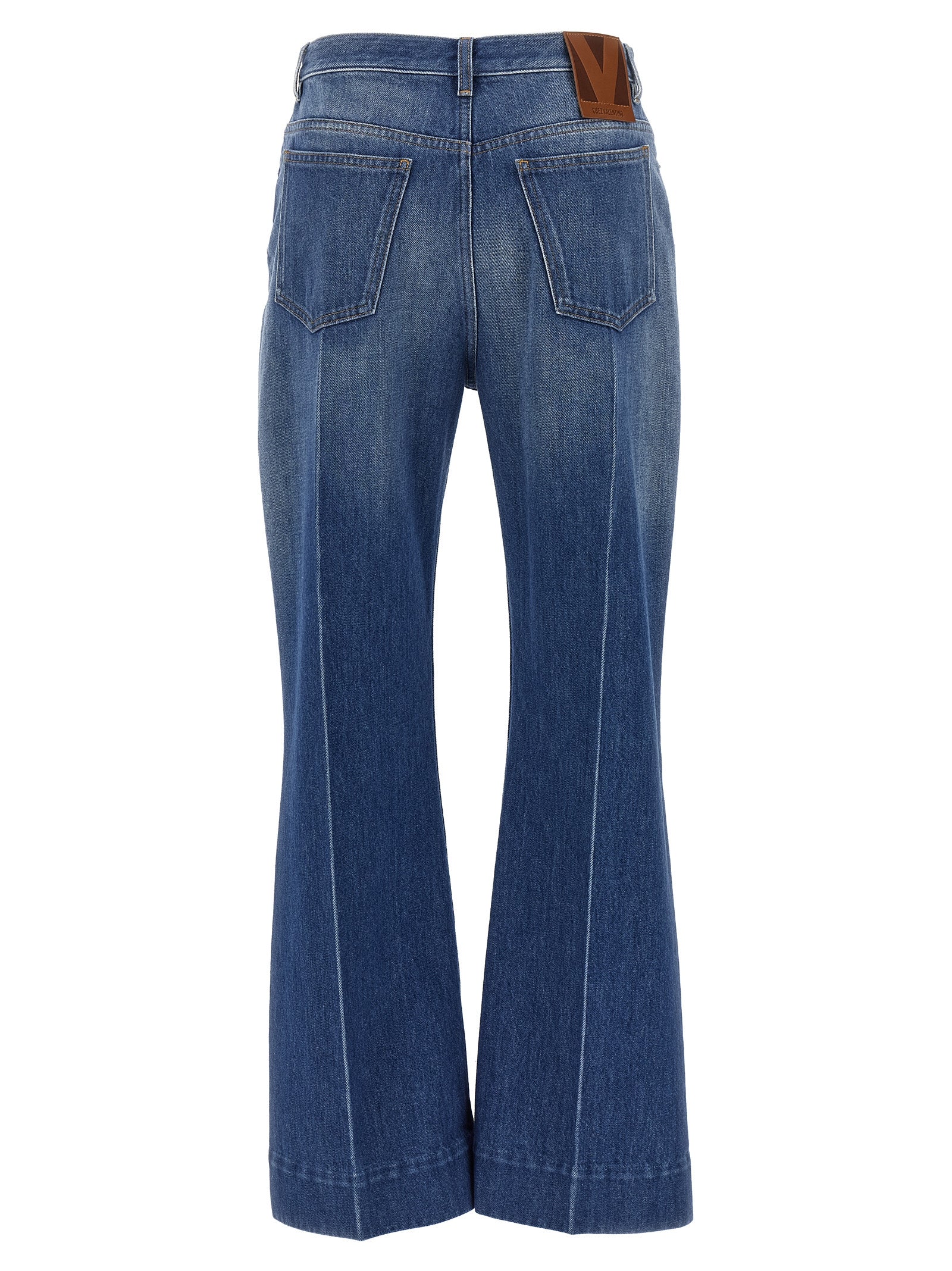 Valentino Garavani Blue Cotton Flared Jeans Valentino Garavani