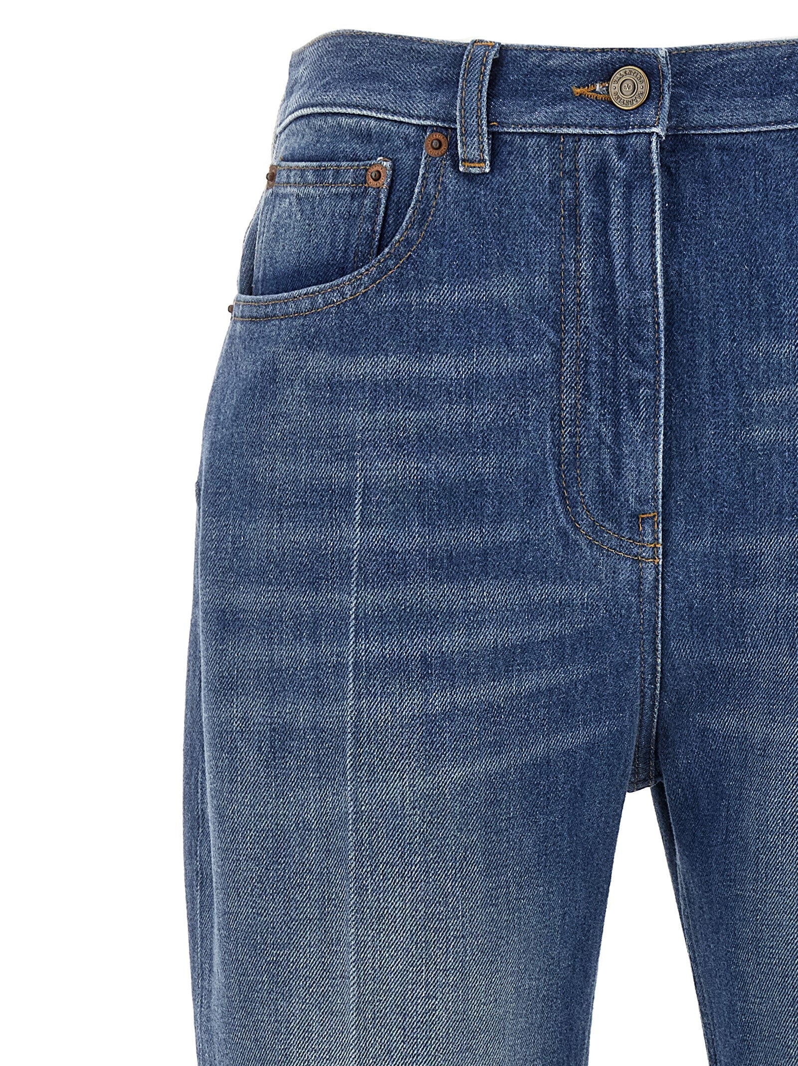Valentino Garavani Blue Cotton Flared Jeans Valentino Garavani