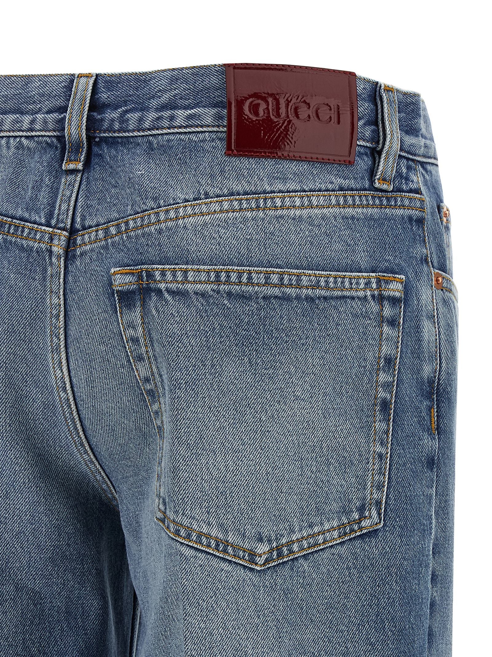 Gucci Blue Cotton Straight-Leg Jeans Gucci