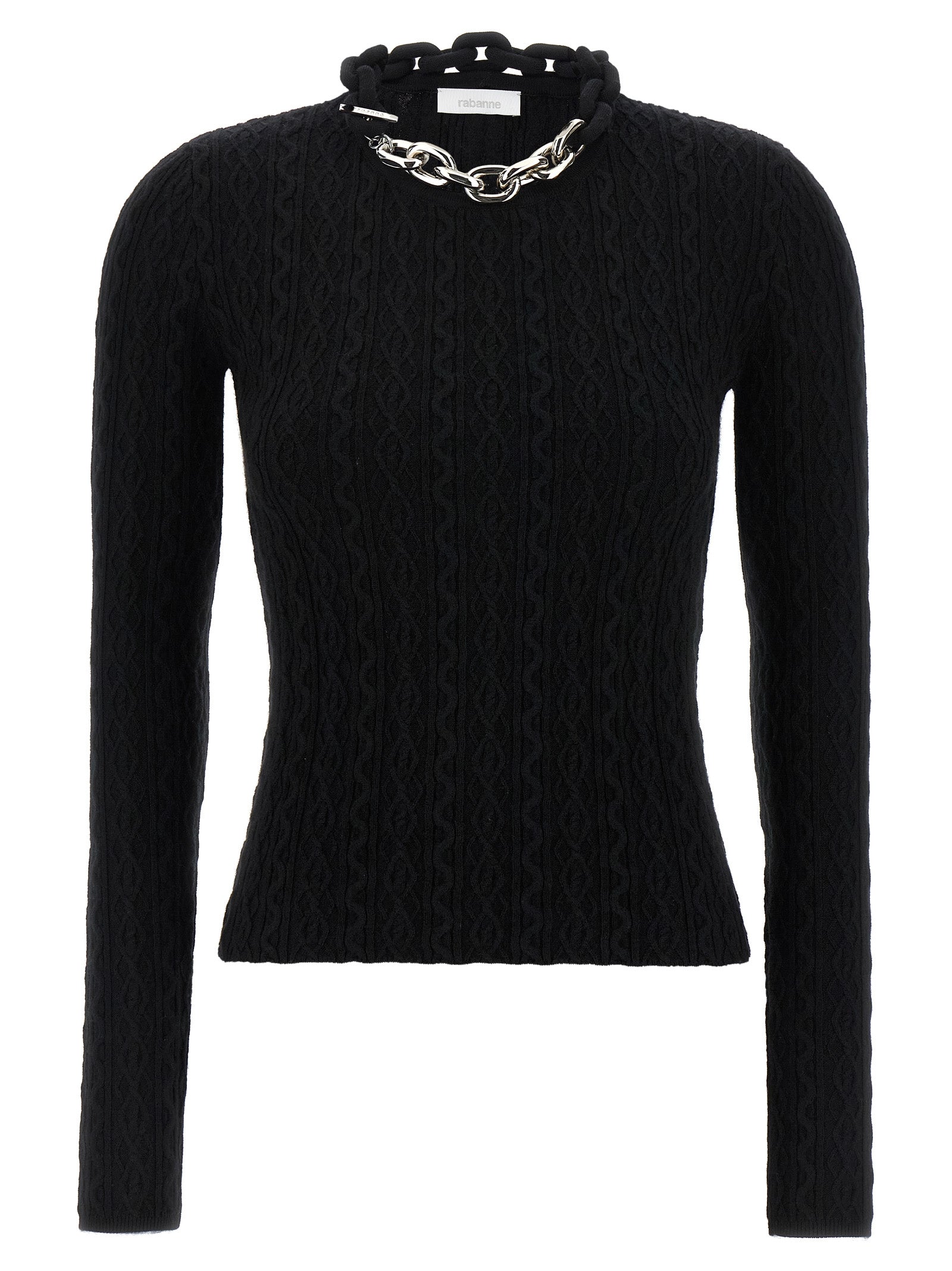 Paco Rabanne Black Wool Cardigan Paco Rabanne