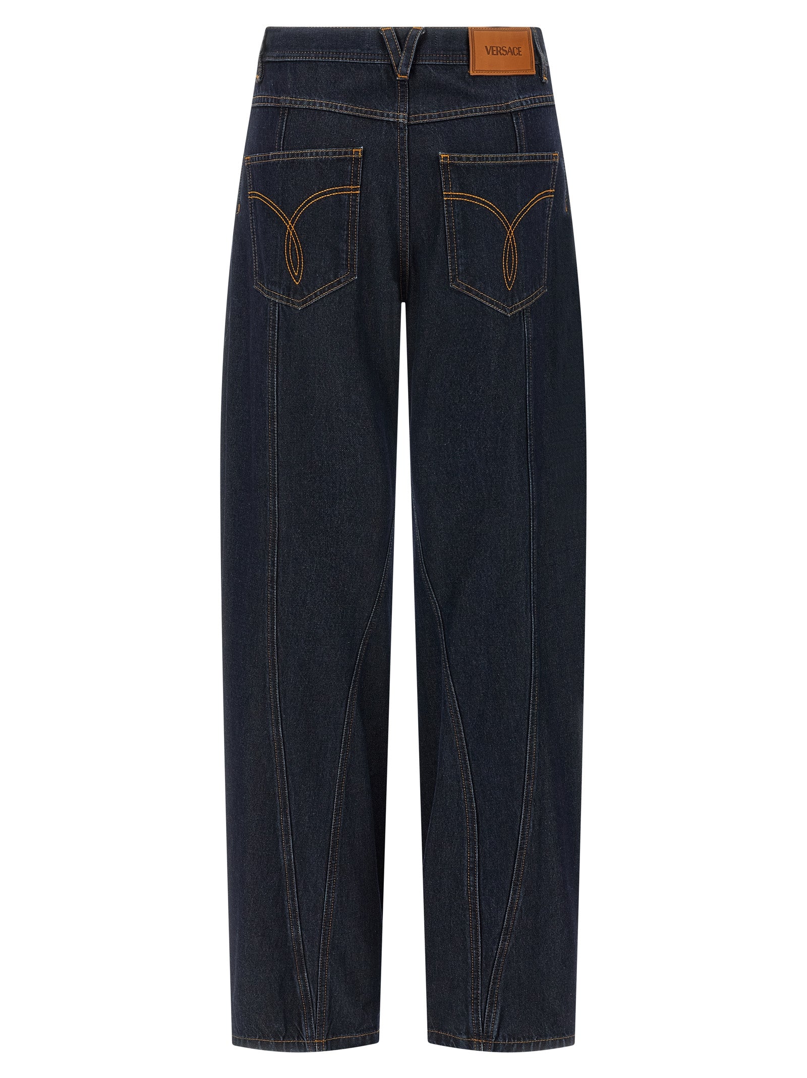 Versace Blue Cotton High-Waisted Jean Versace