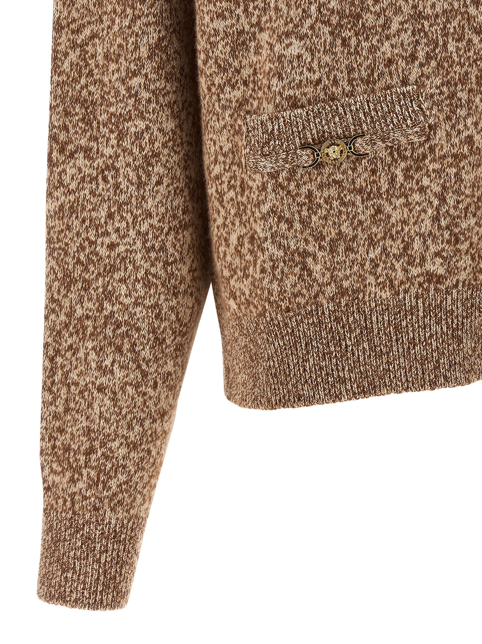Versace Beige Virgin Wool Cardigan Versace