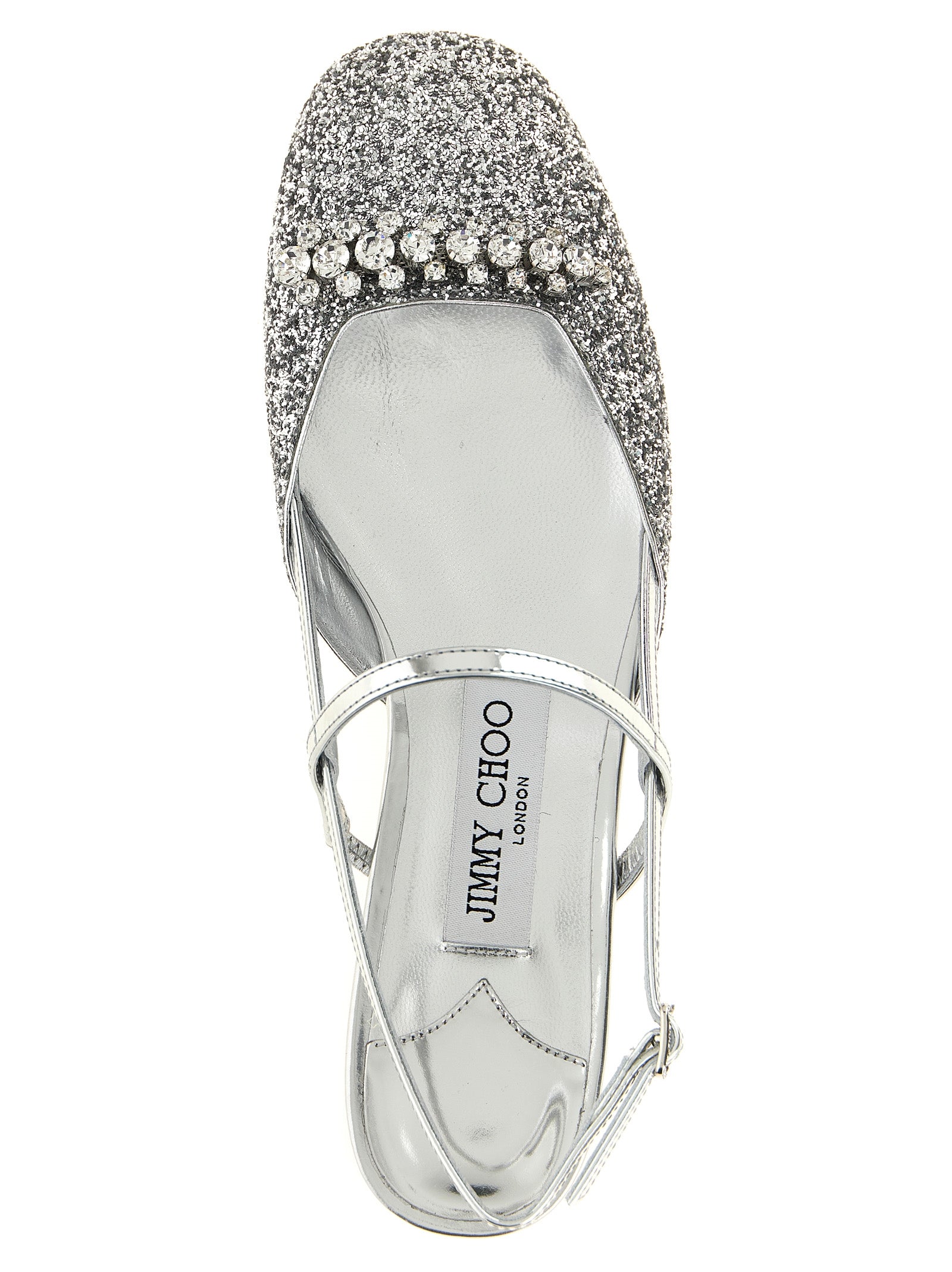 Jimmy Choo Silver Tencel Ballet Flats Jimmy Choo