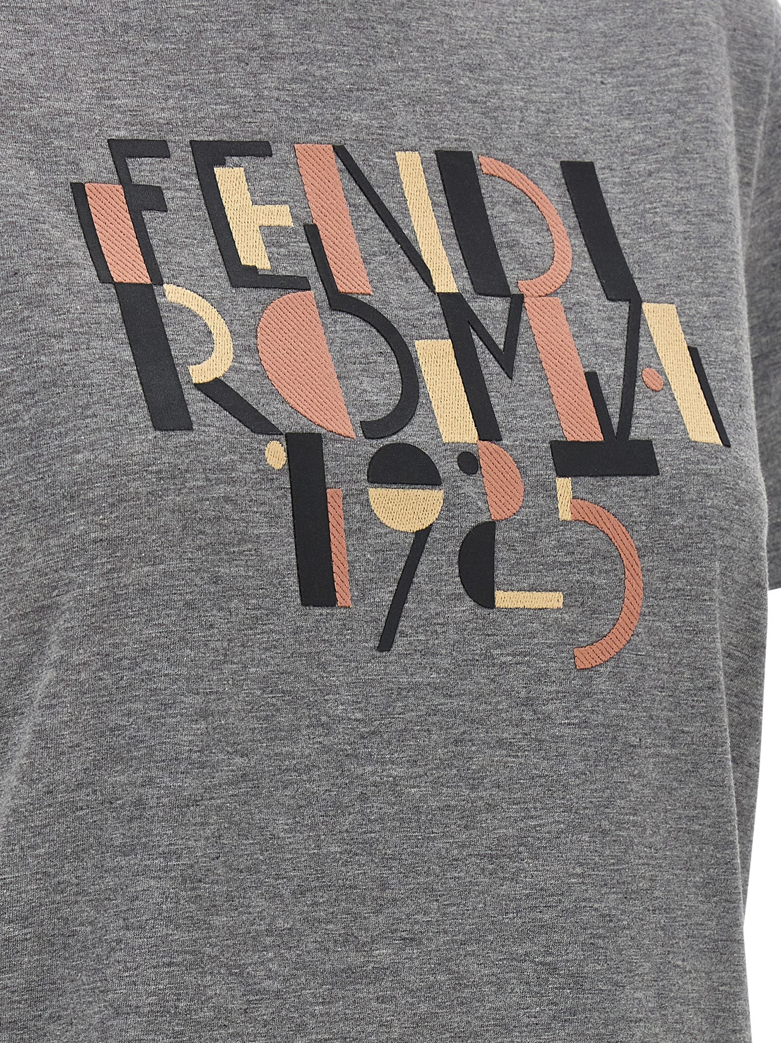 Fendi Gray Cotton T-Shirt Fendi