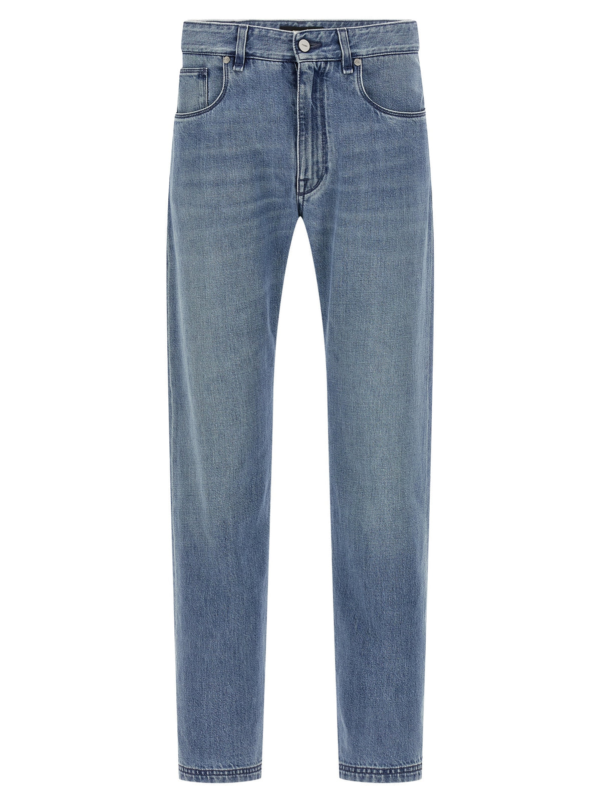 Fendi Blue Cotton Straight-Leg Jeans