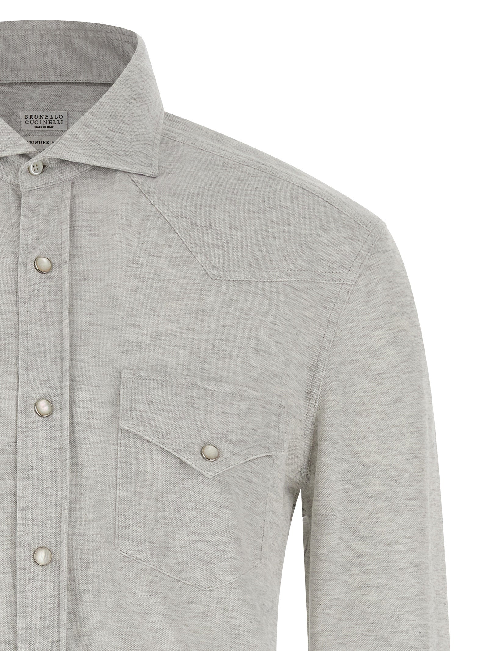 Brunello Cucinelli Gray Cotton Blouse Brunello Cucinelli