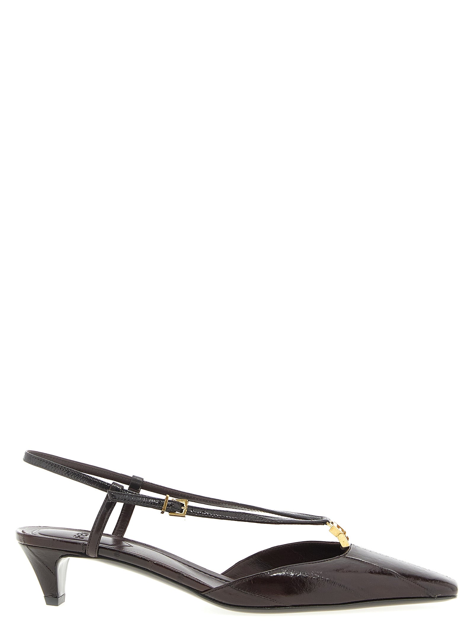 Fendi Brown Lamb Leather Mid Heel Pumps Fendi