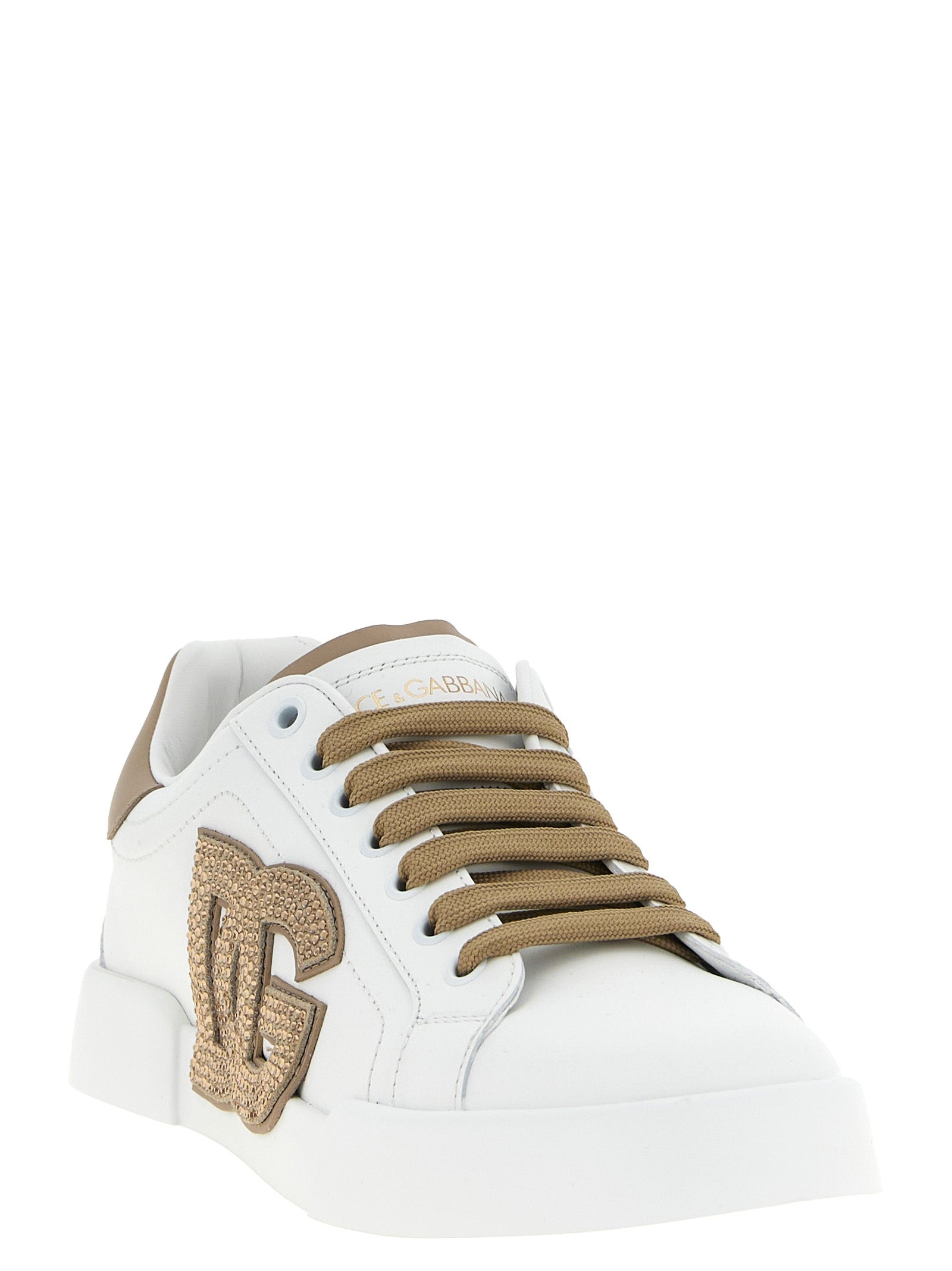 Dolce & Gabbana Beige Calfskin Sneakers Dolce & Gabbana