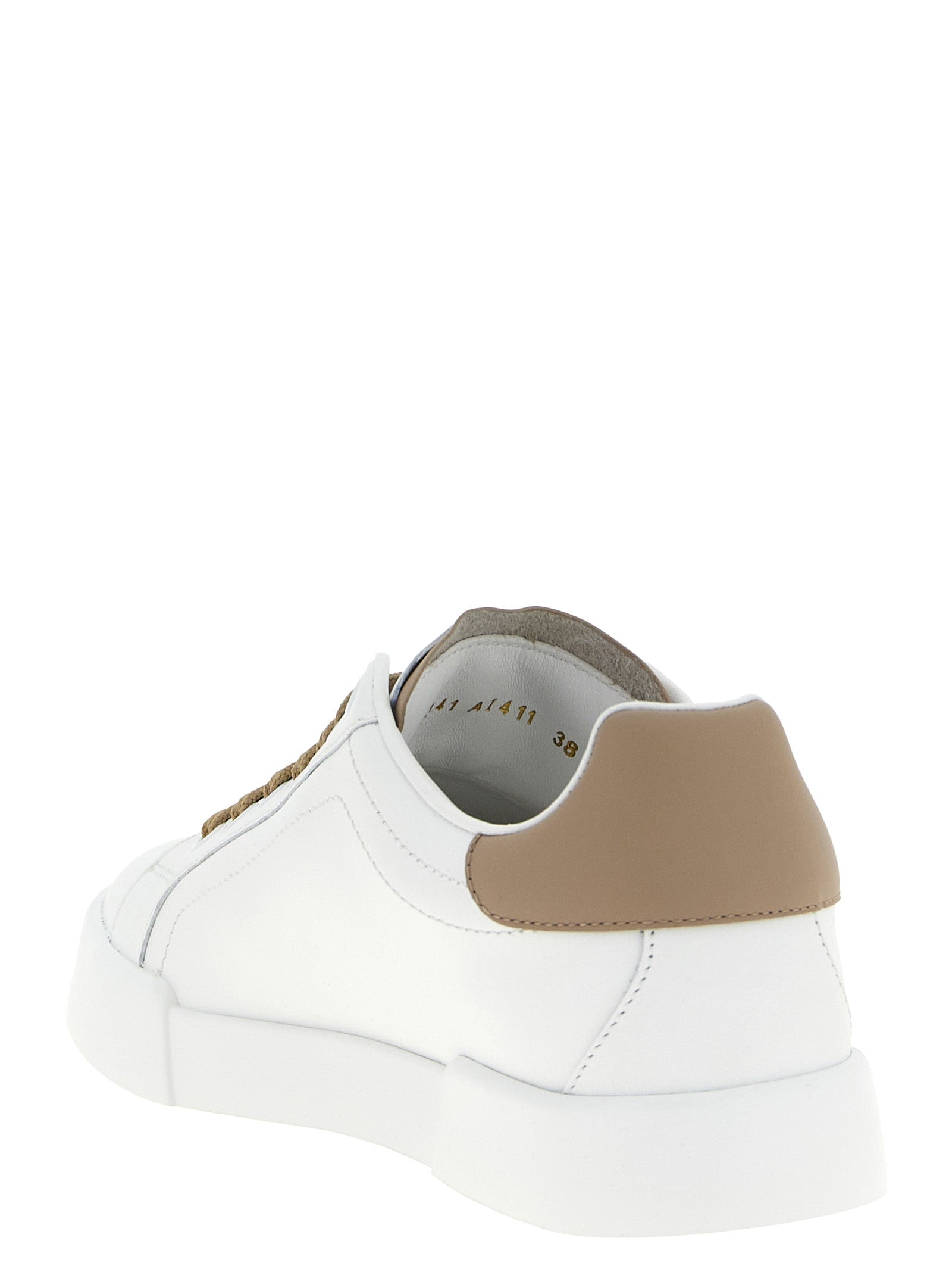 Dolce & Gabbana Beige Calfskin Sneakers Dolce & Gabbana