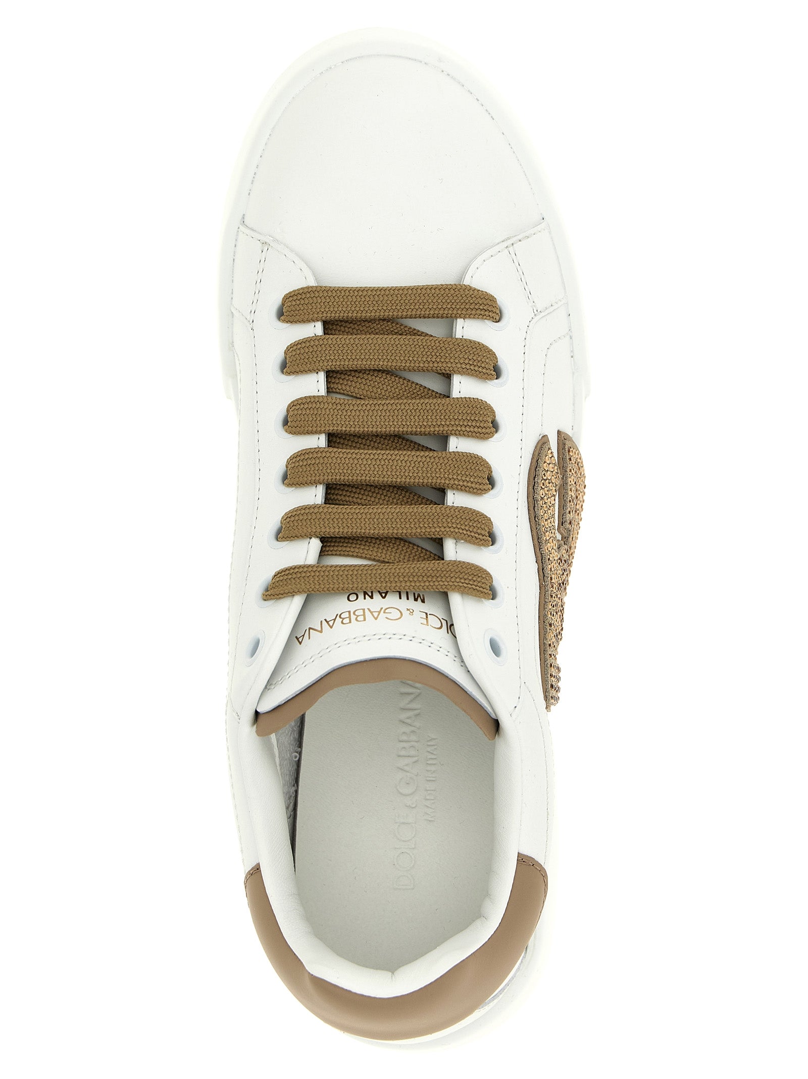 Dolce & Gabbana Beige Calfskin Sneakers Dolce & Gabbana