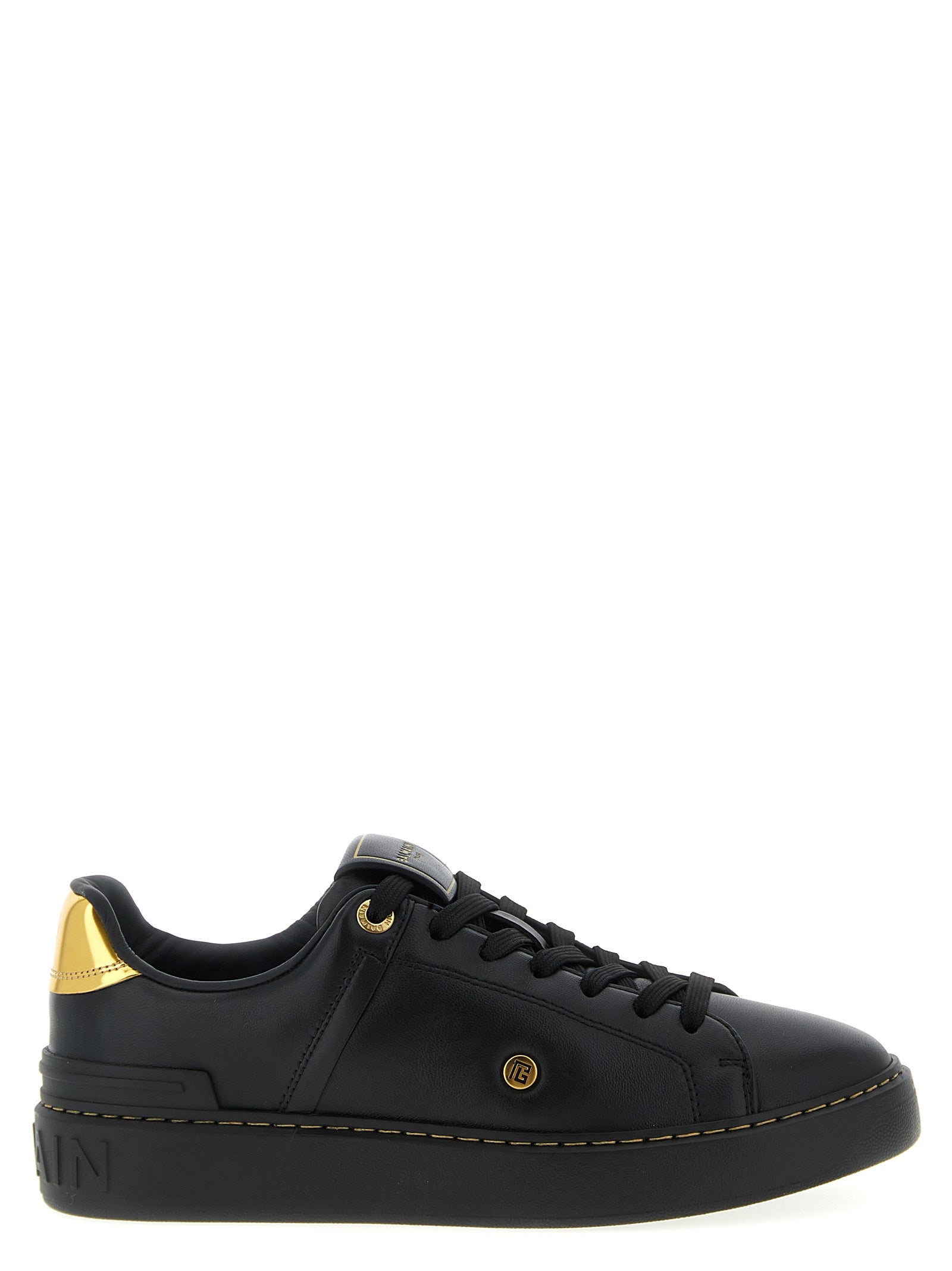Balmain Black Lamb Leather Low Top Sneakers Balmain