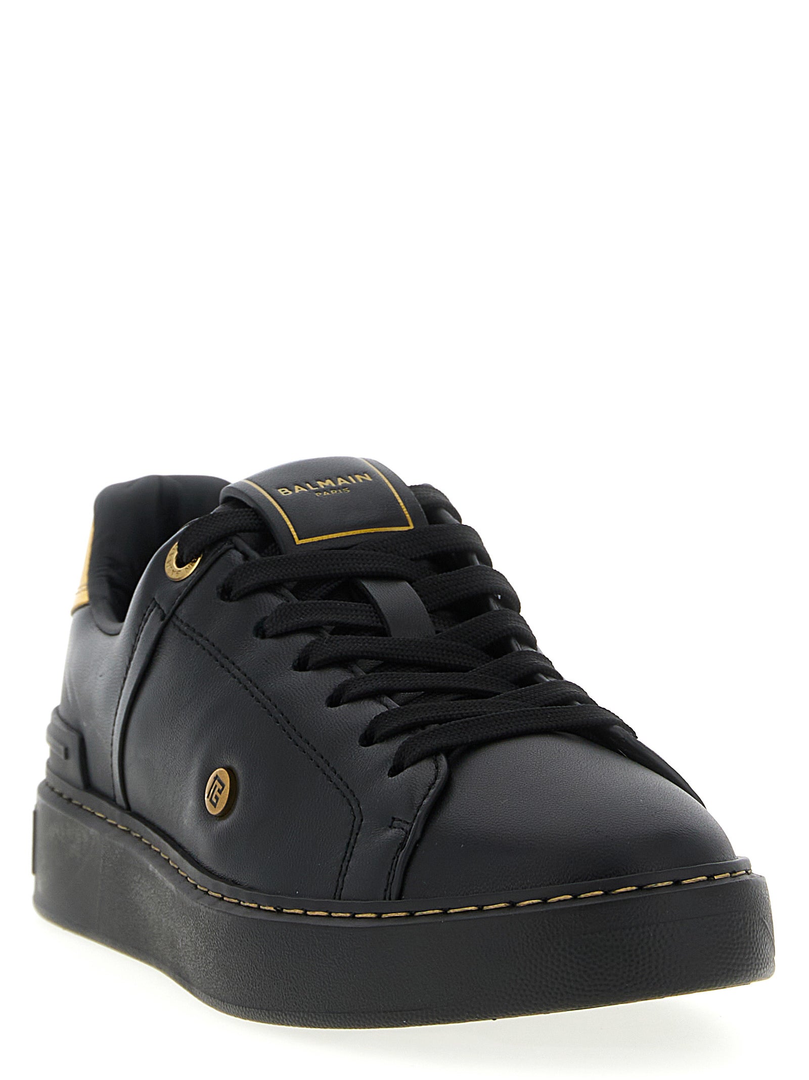 Balmain Black Lamb Leather Low Top Sneakers Balmain