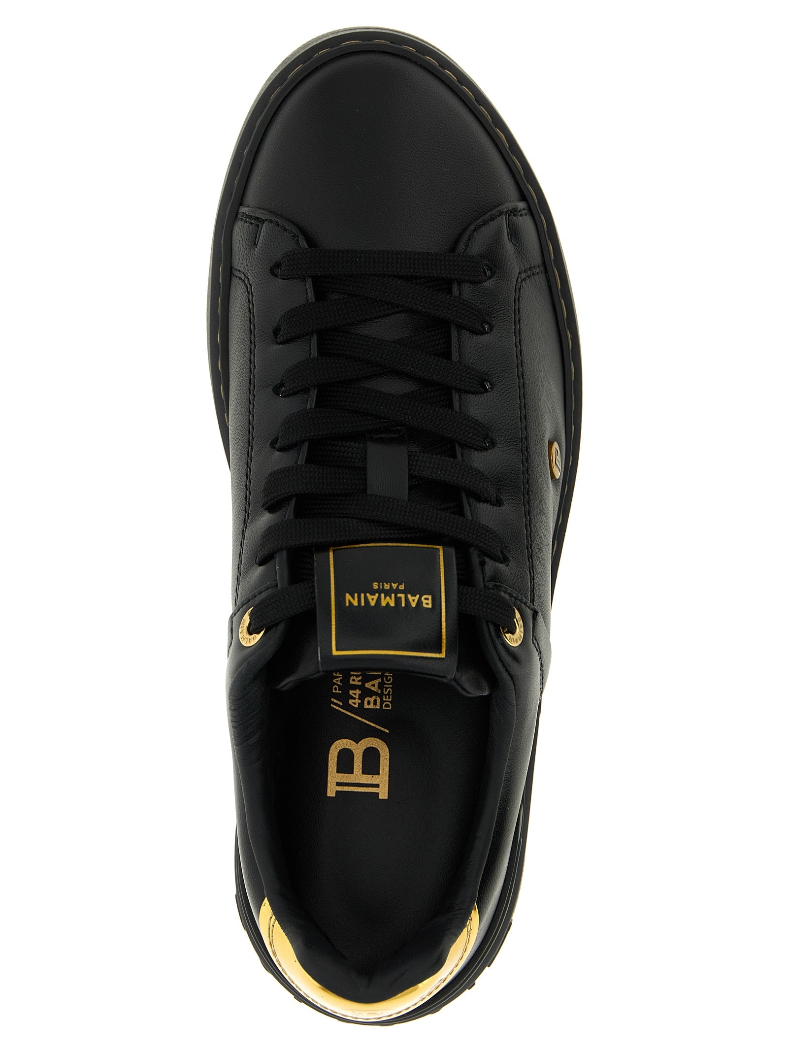 Balmain Black Lamb Leather Low Top Sneakers Balmain