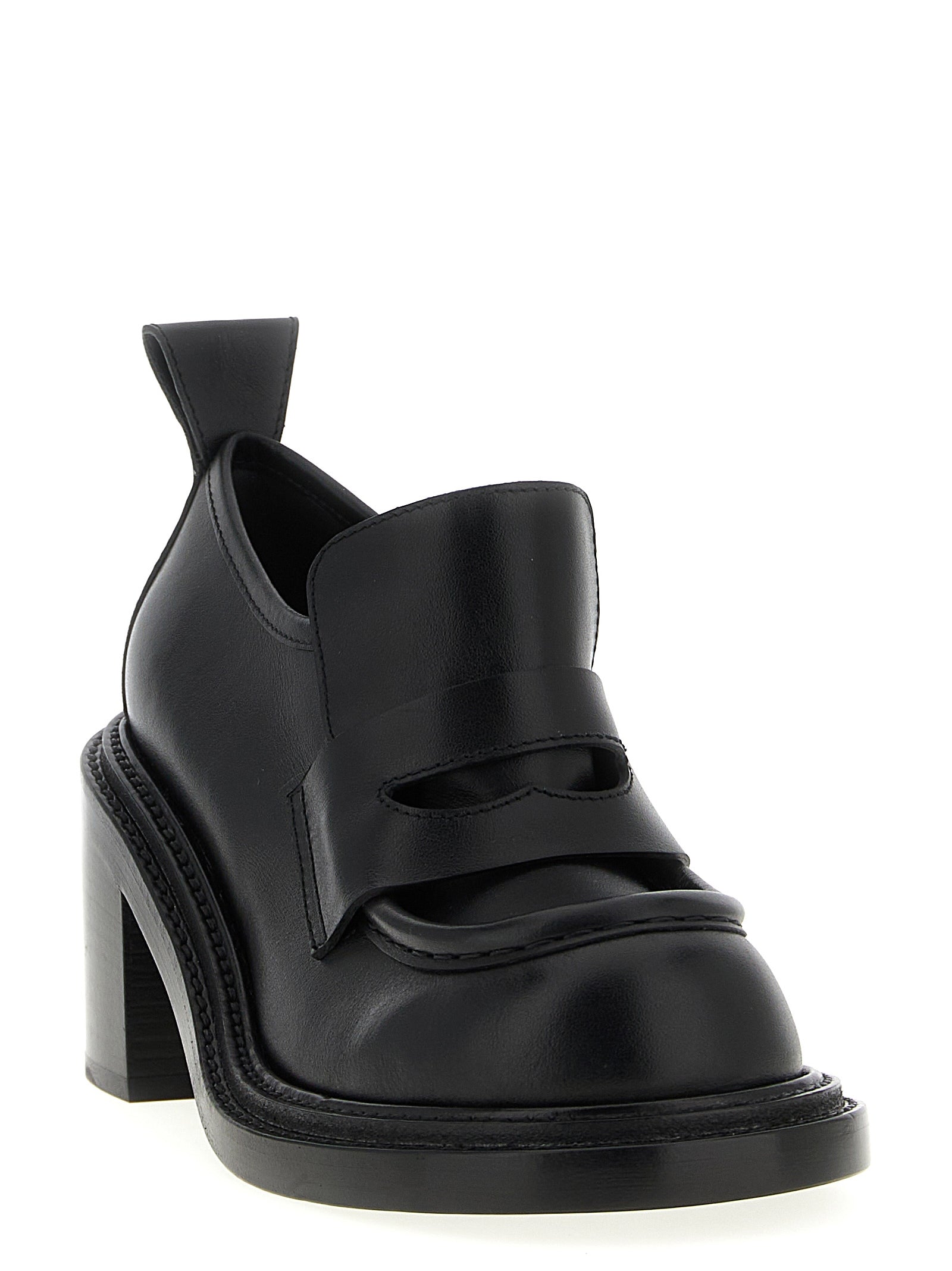 Moschino Black Leather Platform Loafers Moschino