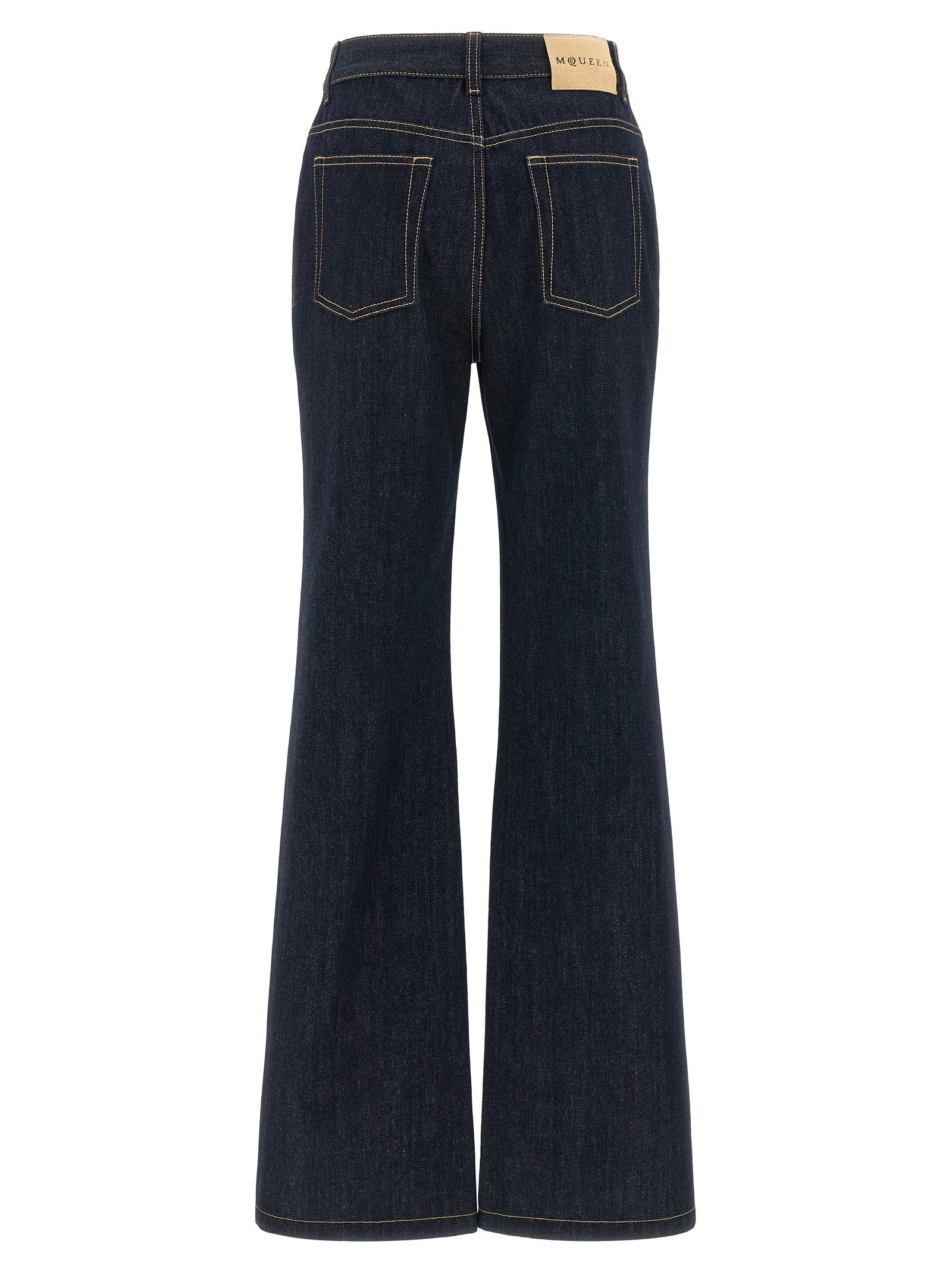 Alexander McQueen Blue Cotton Flared Jeans Alexander McQueen