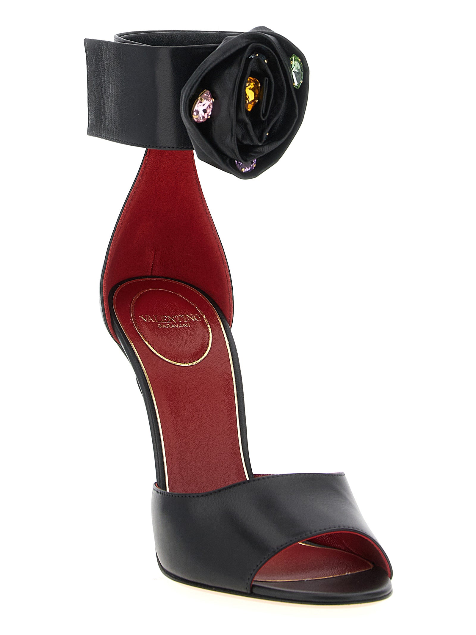 Valentino Garavani Black Calfskin Stiletto Heel Sandals Valentino Garavani