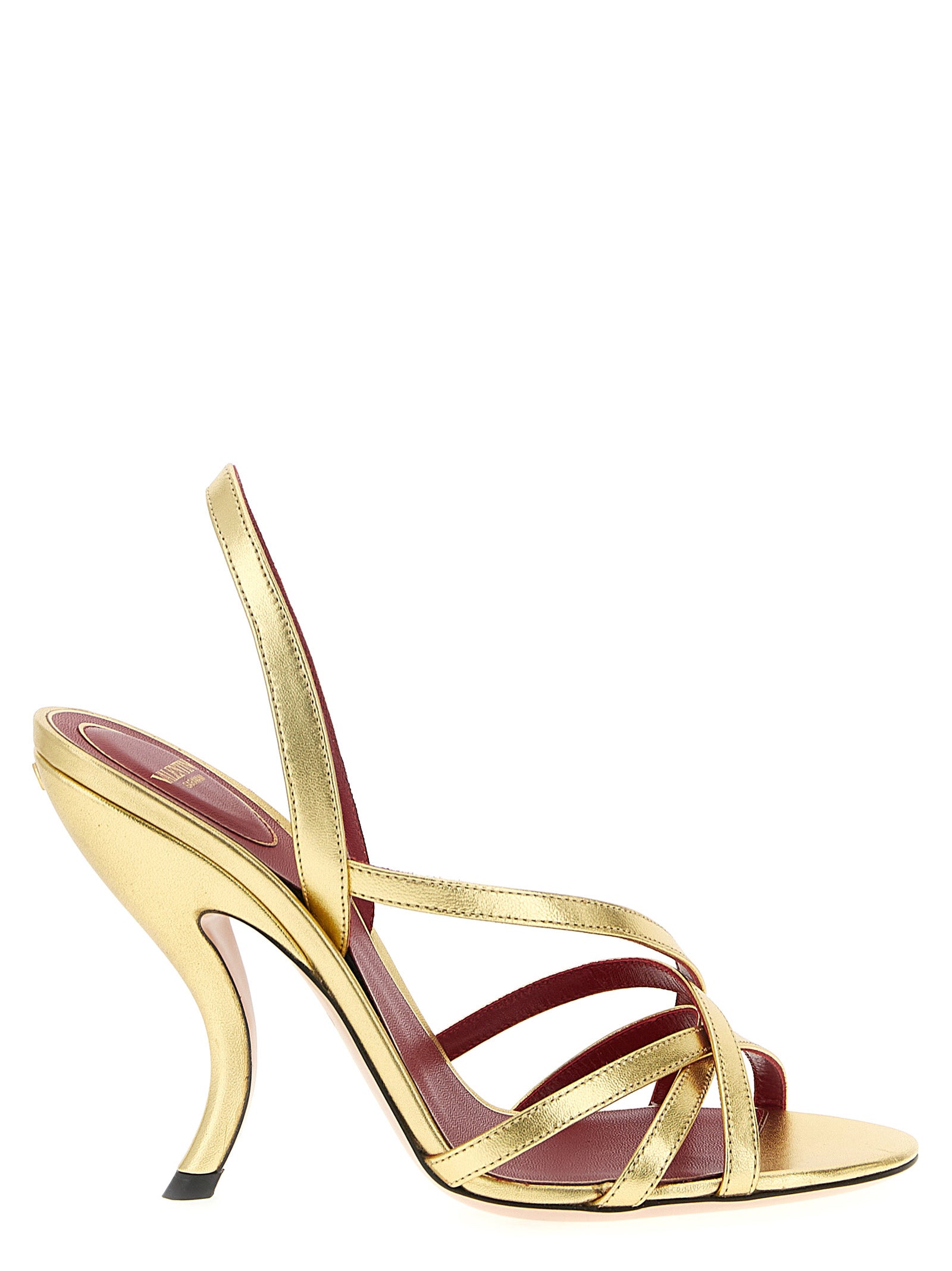 Valentino Garavani Gold Lambskin Stiletto Heel Sandals Valentino Garavani