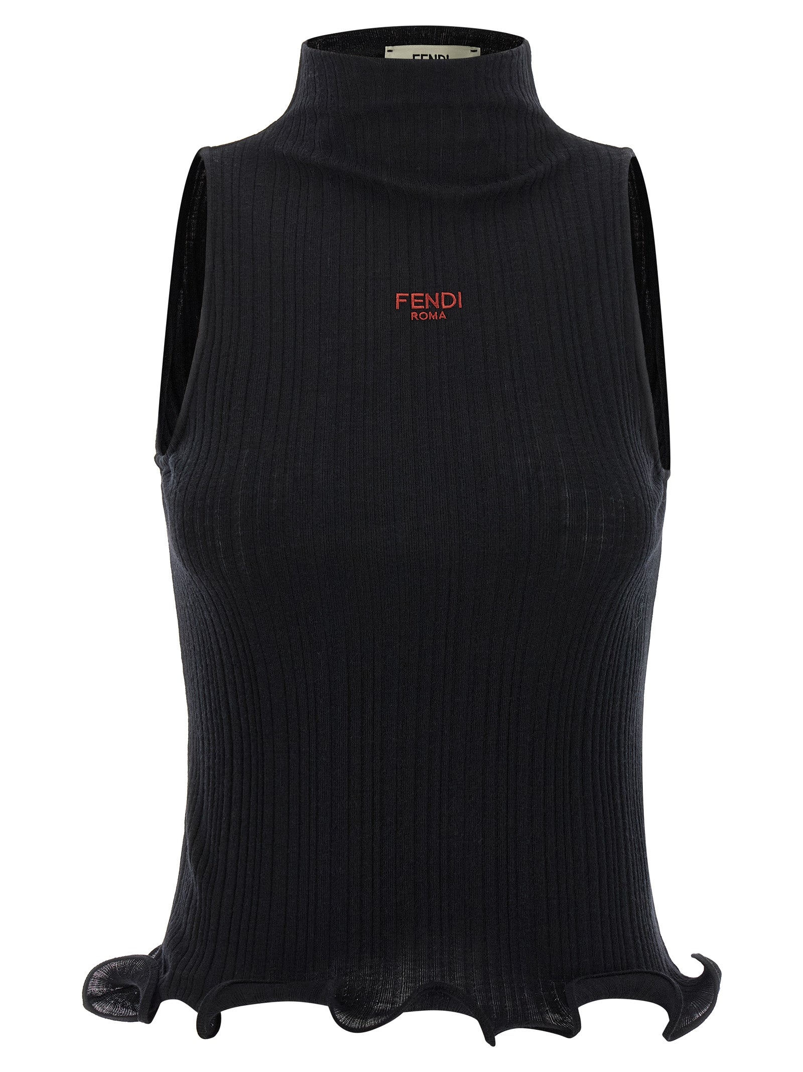Fendi Black Polyester Sleeveles T-Shirt Fendi