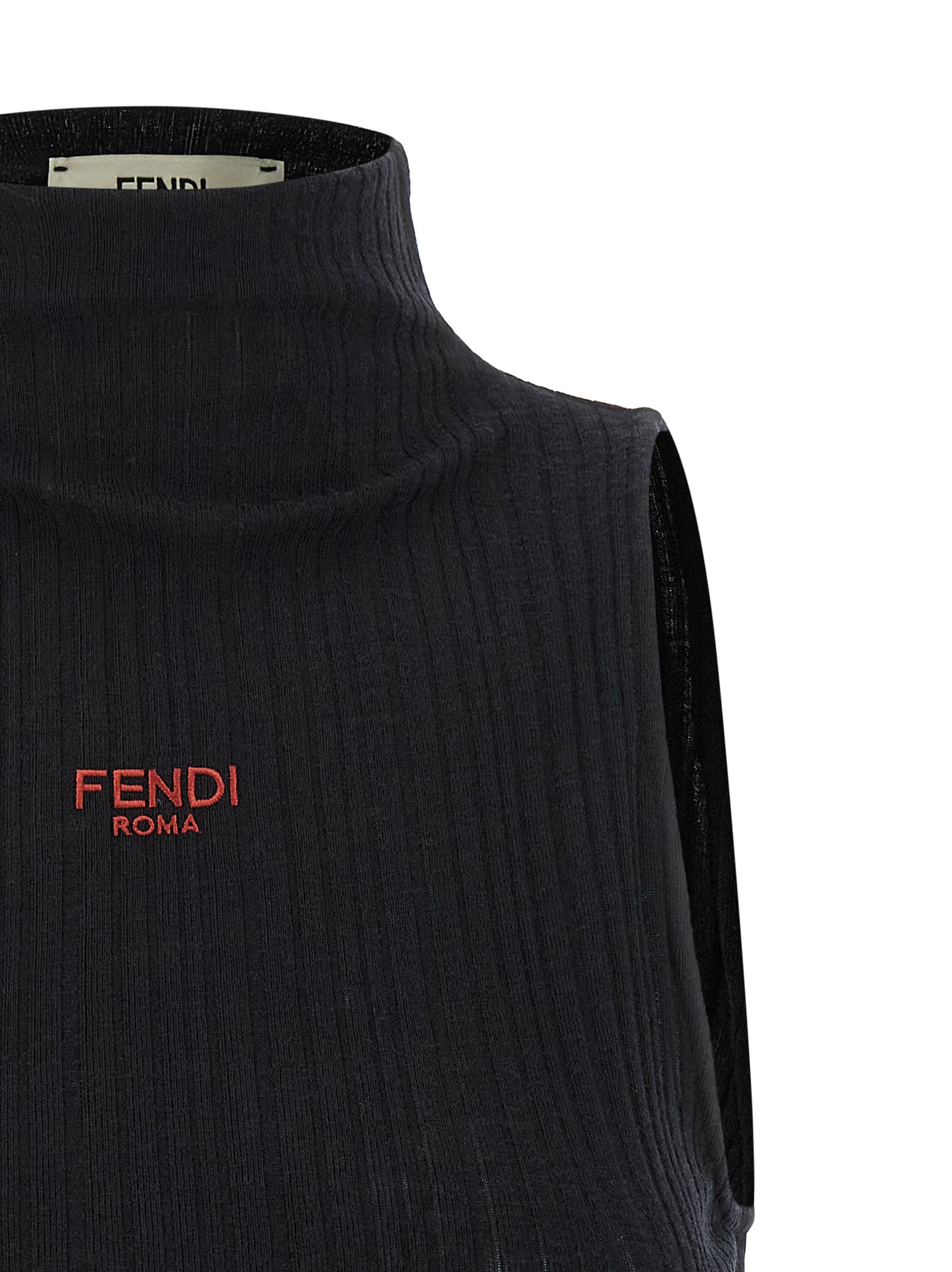Fendi Black Polyester Sleeveles T-Shirt Fendi