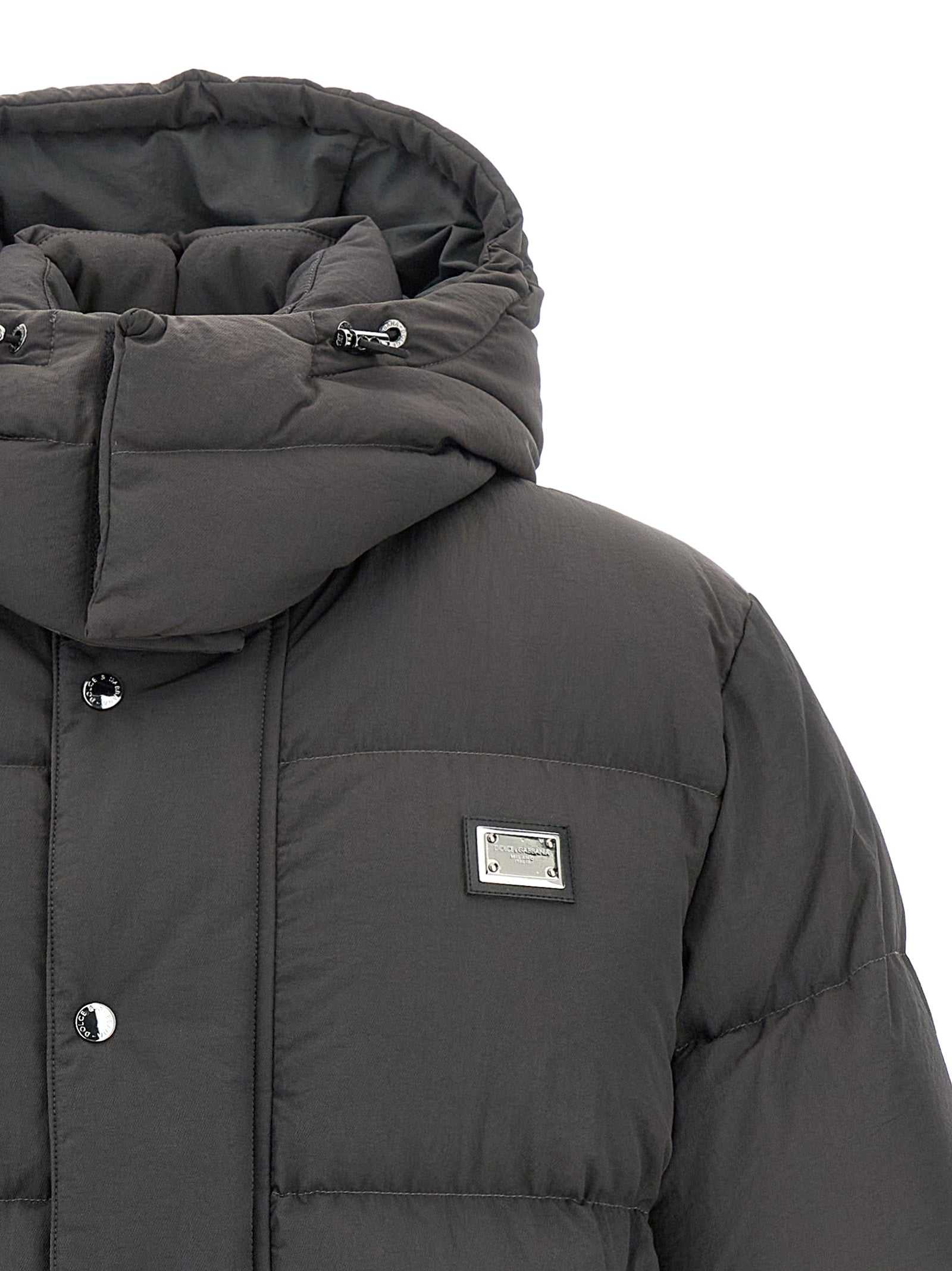 Dolce & Gabbana Gray Polyamide Full-Length Jacket Dolce & Gabbana