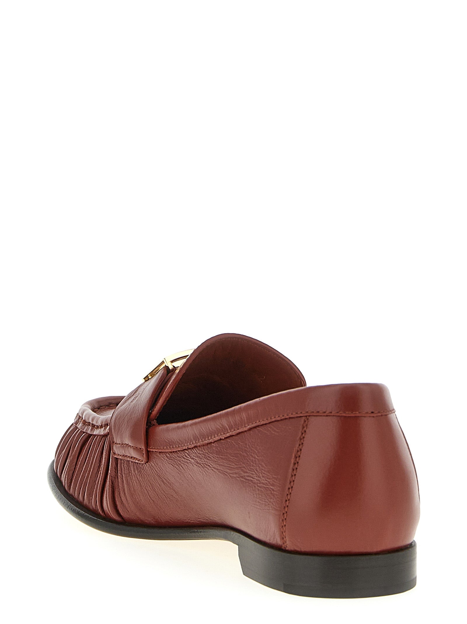 Fendi Brown Lamb Leather Slip-On Loafers Fendi