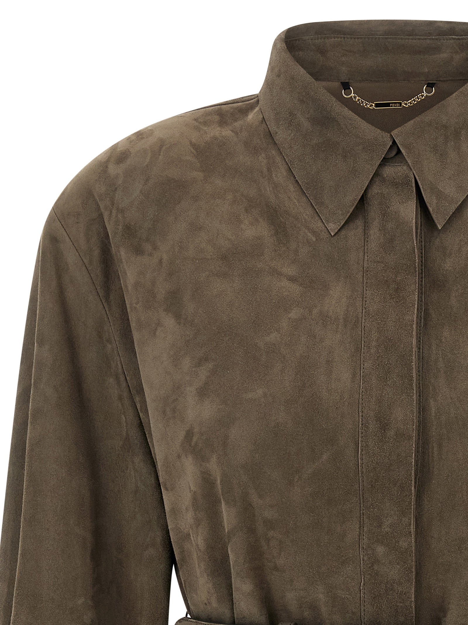 Fendi Gray Lamb Leather Blouse Fendi