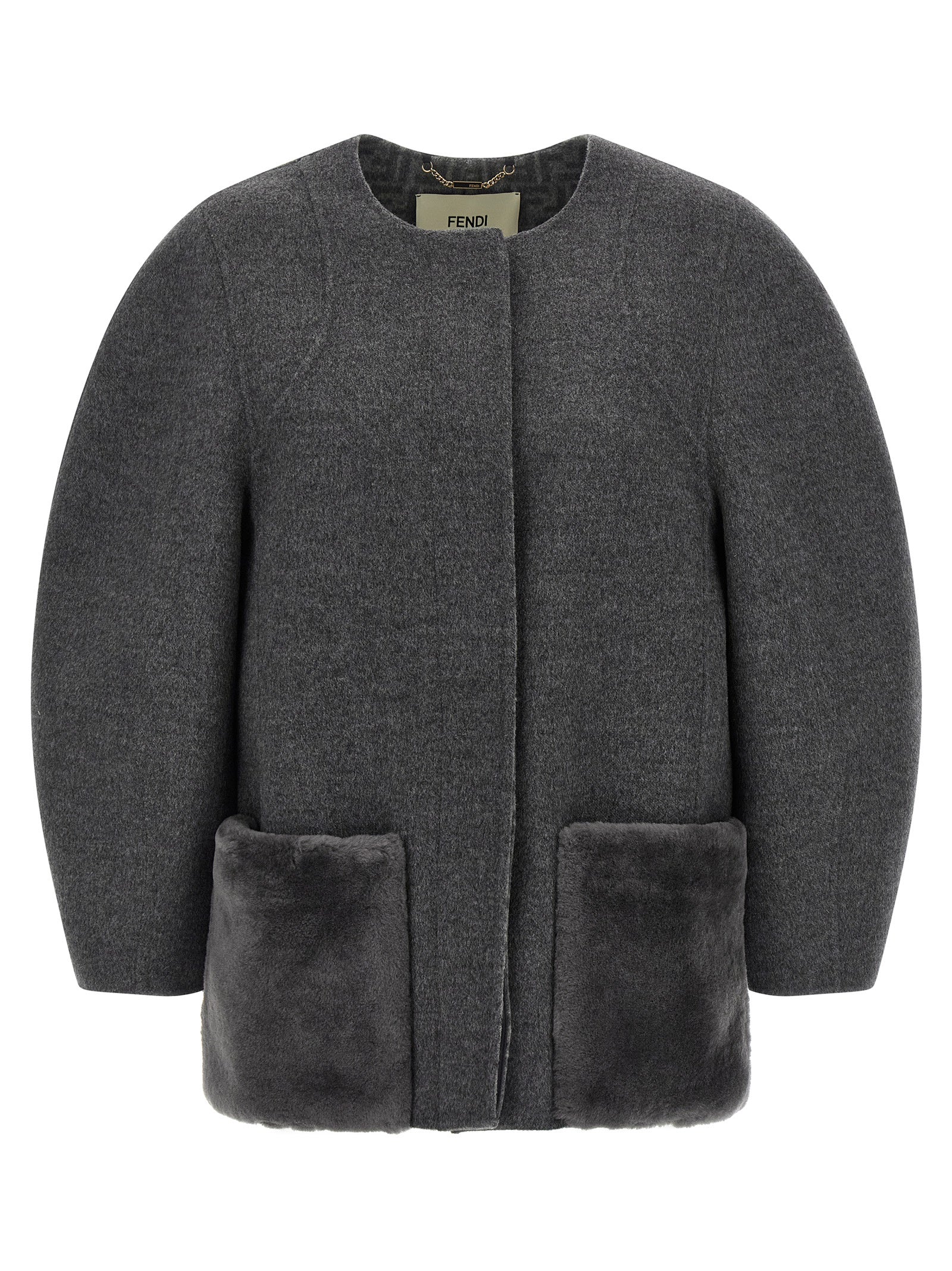 Fendi Gray Virgin Wool Coat Fendi