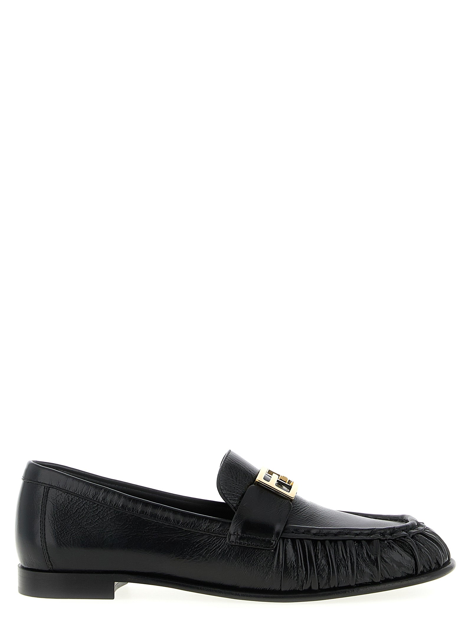 Fendi Black Lamb Leather Slip-On Loafers Fendi