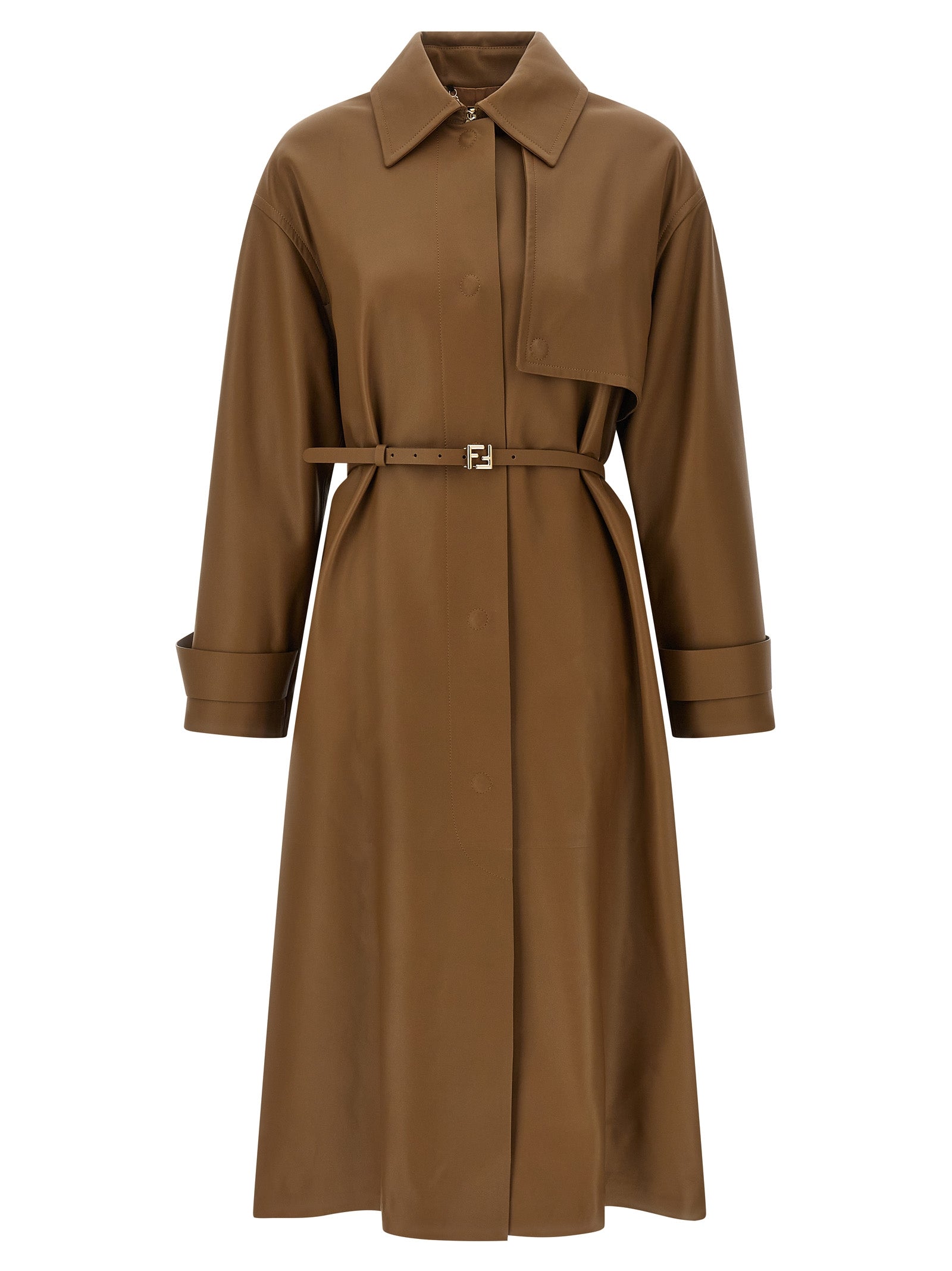 Fendi Brown Lamb Leather Coat Fendi
