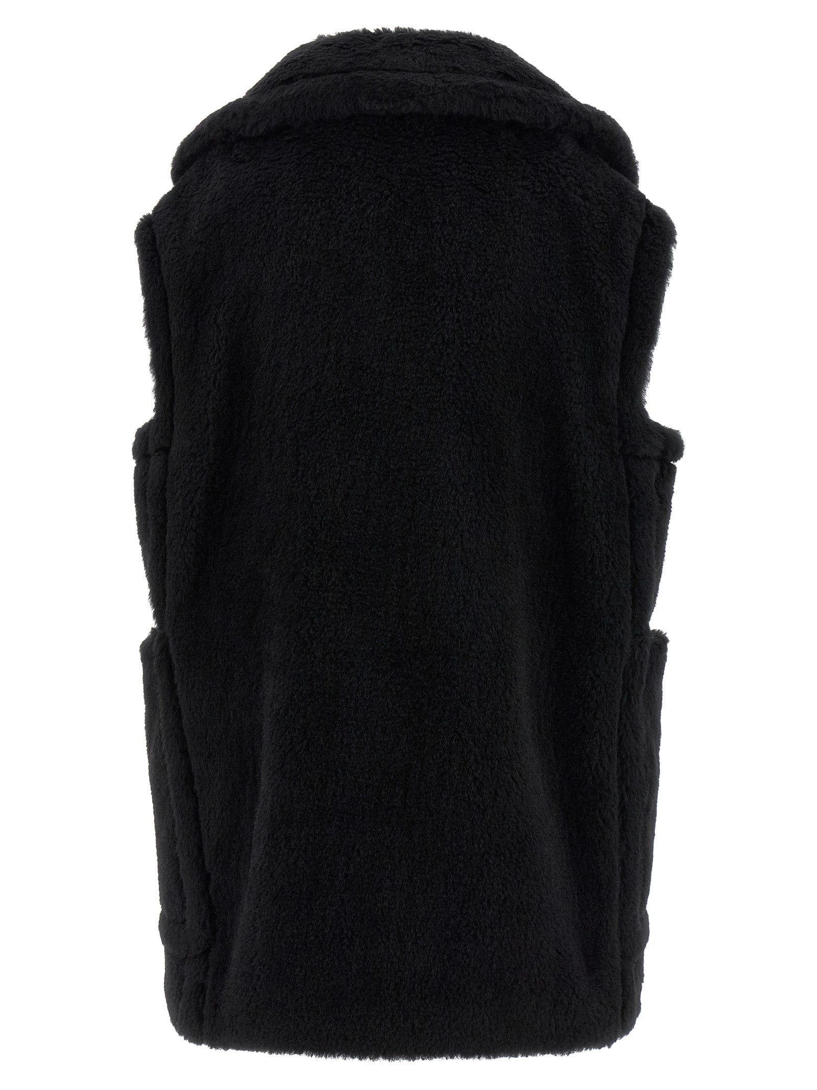 Max Mara Black Alpaca Leather Sleeveless Jacket Max Mara