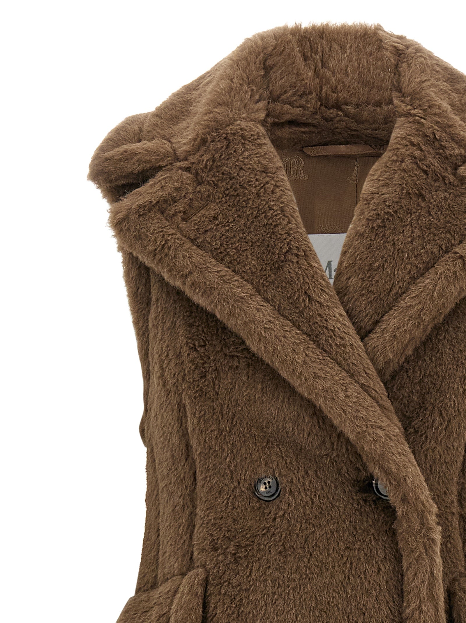 Max Mara Brown Alpaca Leather Coat Max Mara