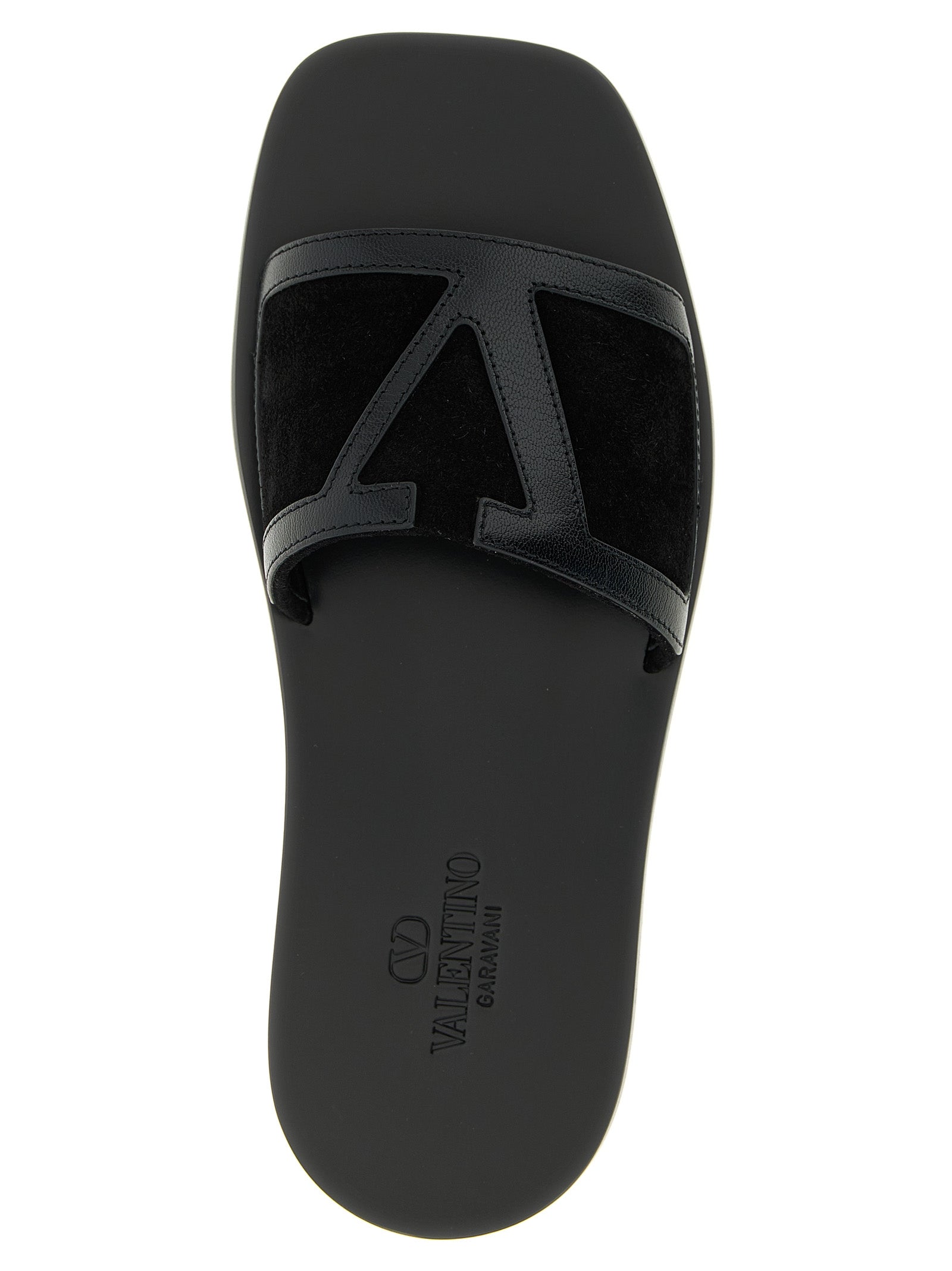 Valentino Garavani Black Calfskin Slides Valentino Garavani