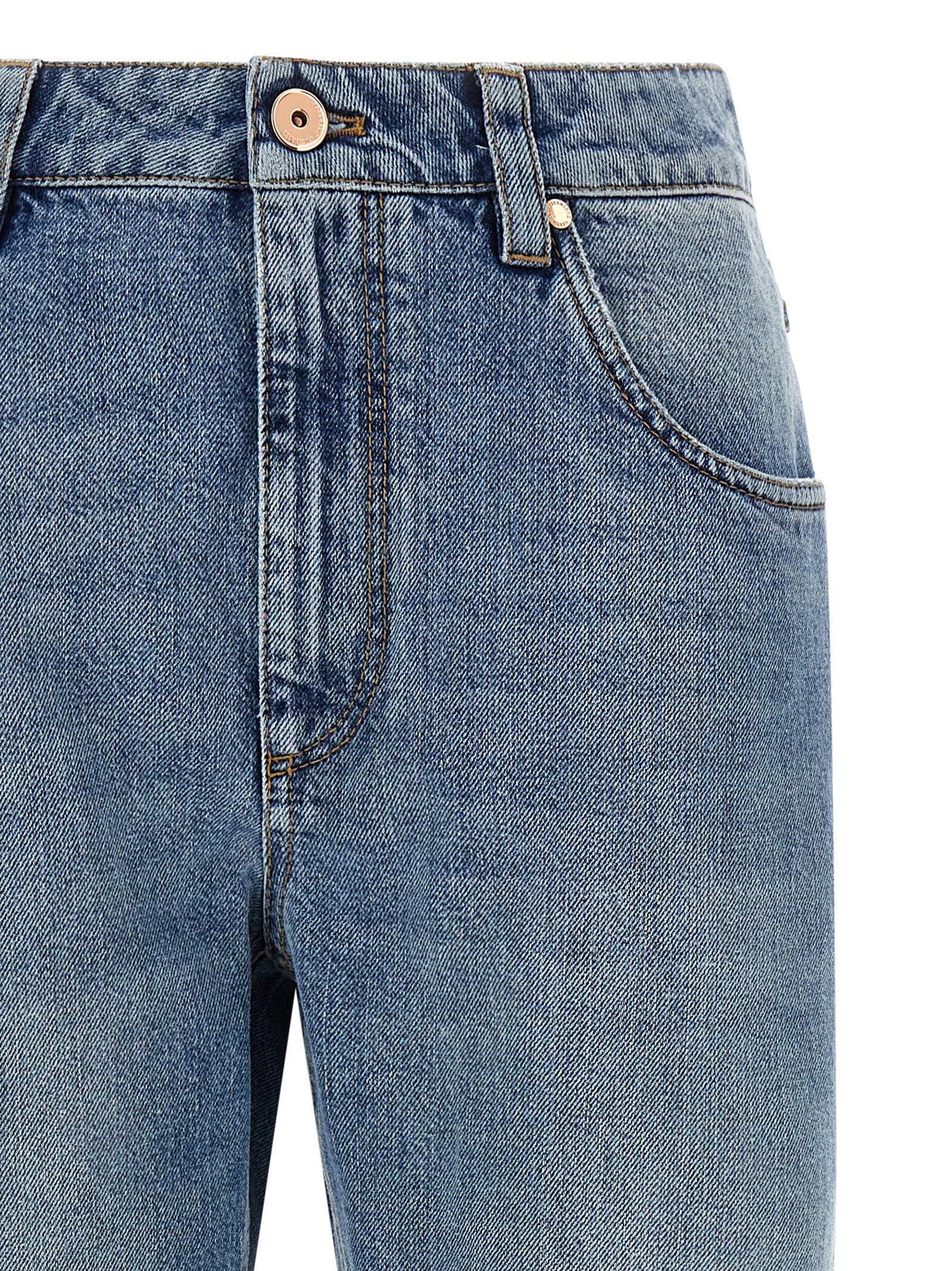 Brunello Cucinelli Blue Cotton Straight-Leg Jeans Brunello Cucinelli