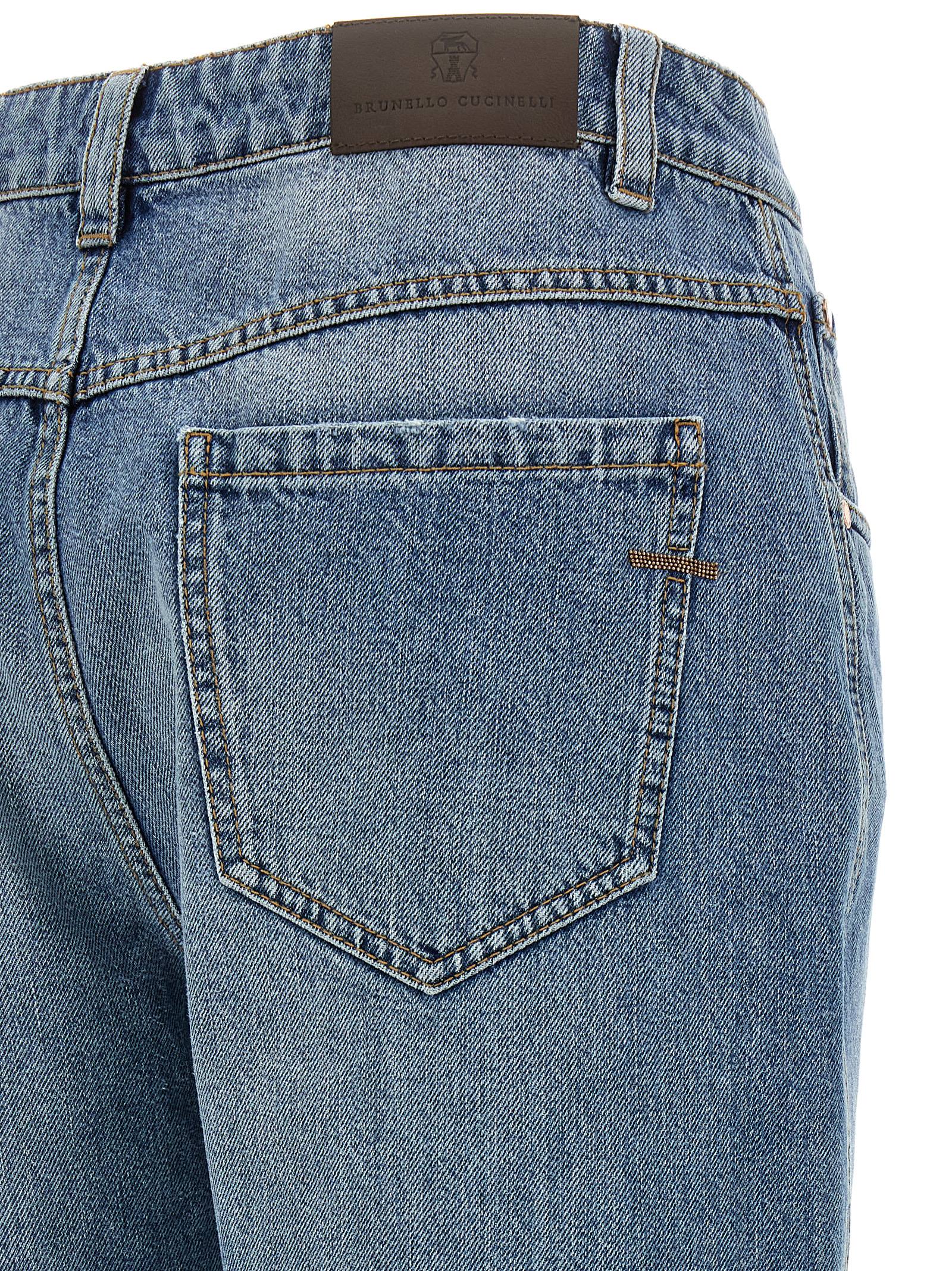 Brunello Cucinelli Blue Cotton Straight-Leg Jeans Brunello Cucinelli