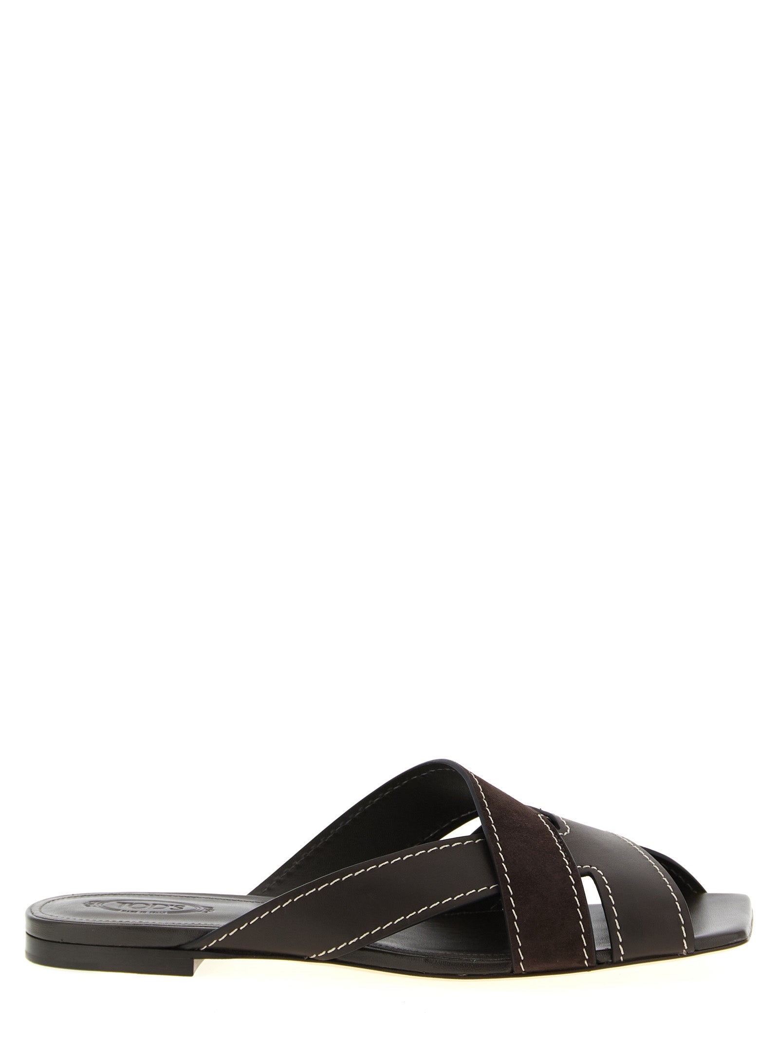 Tod's Brown Calfskin Slides Tod's