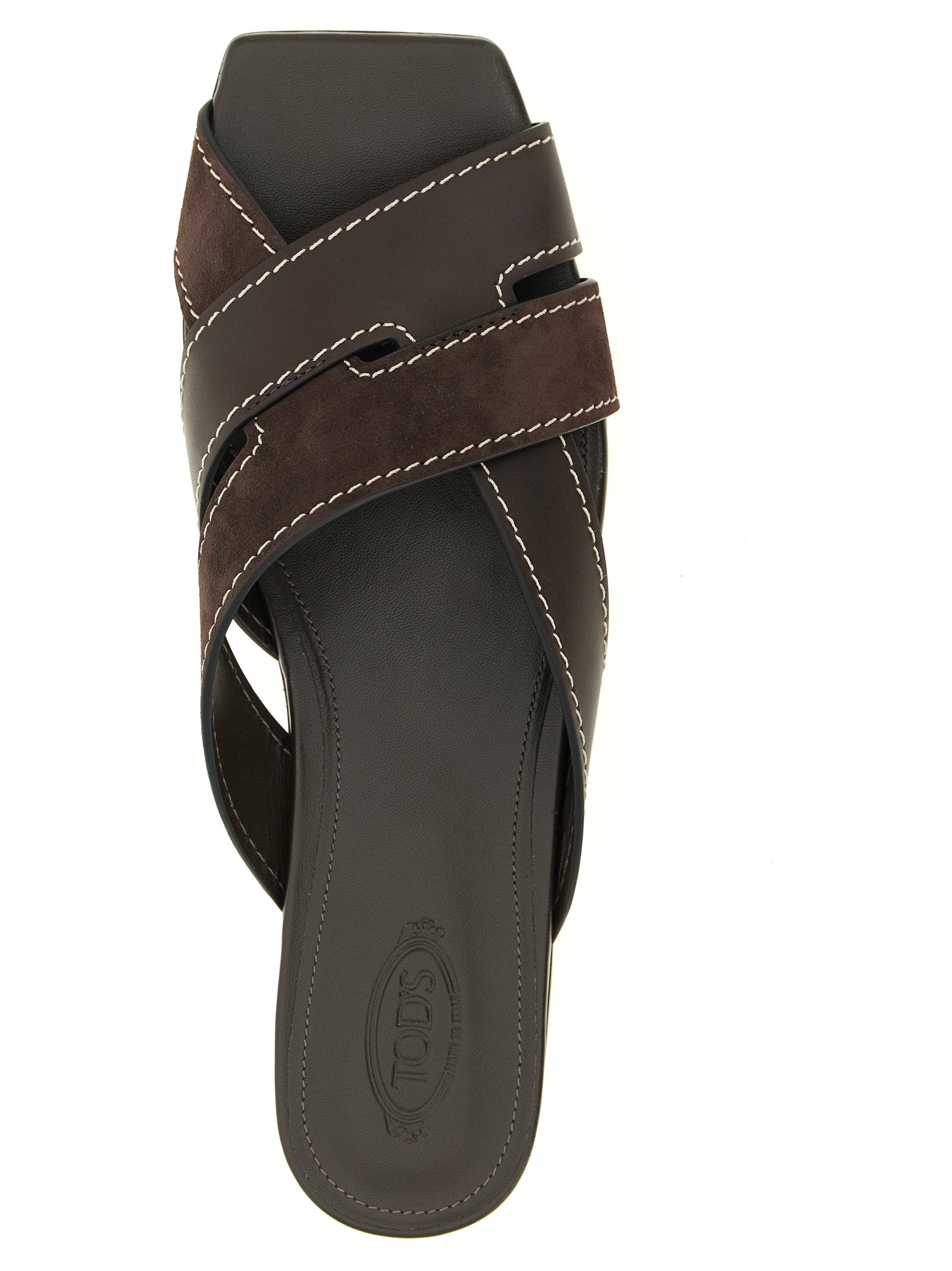 Tod's Brown Calfskin Slides Tod's