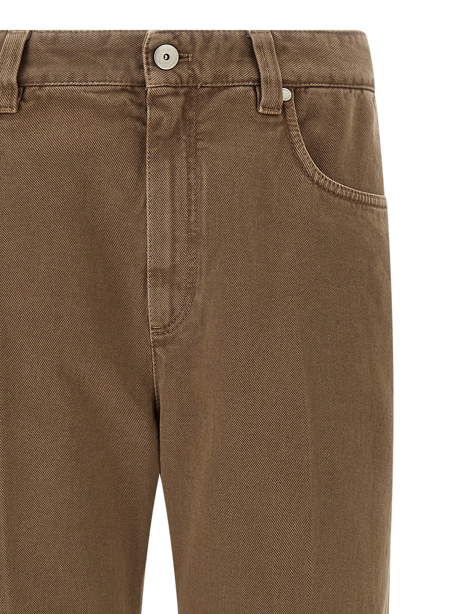 Brunello Cucinelli Beige Cotton Straight-Leg Jeans Brunello Cucinelli