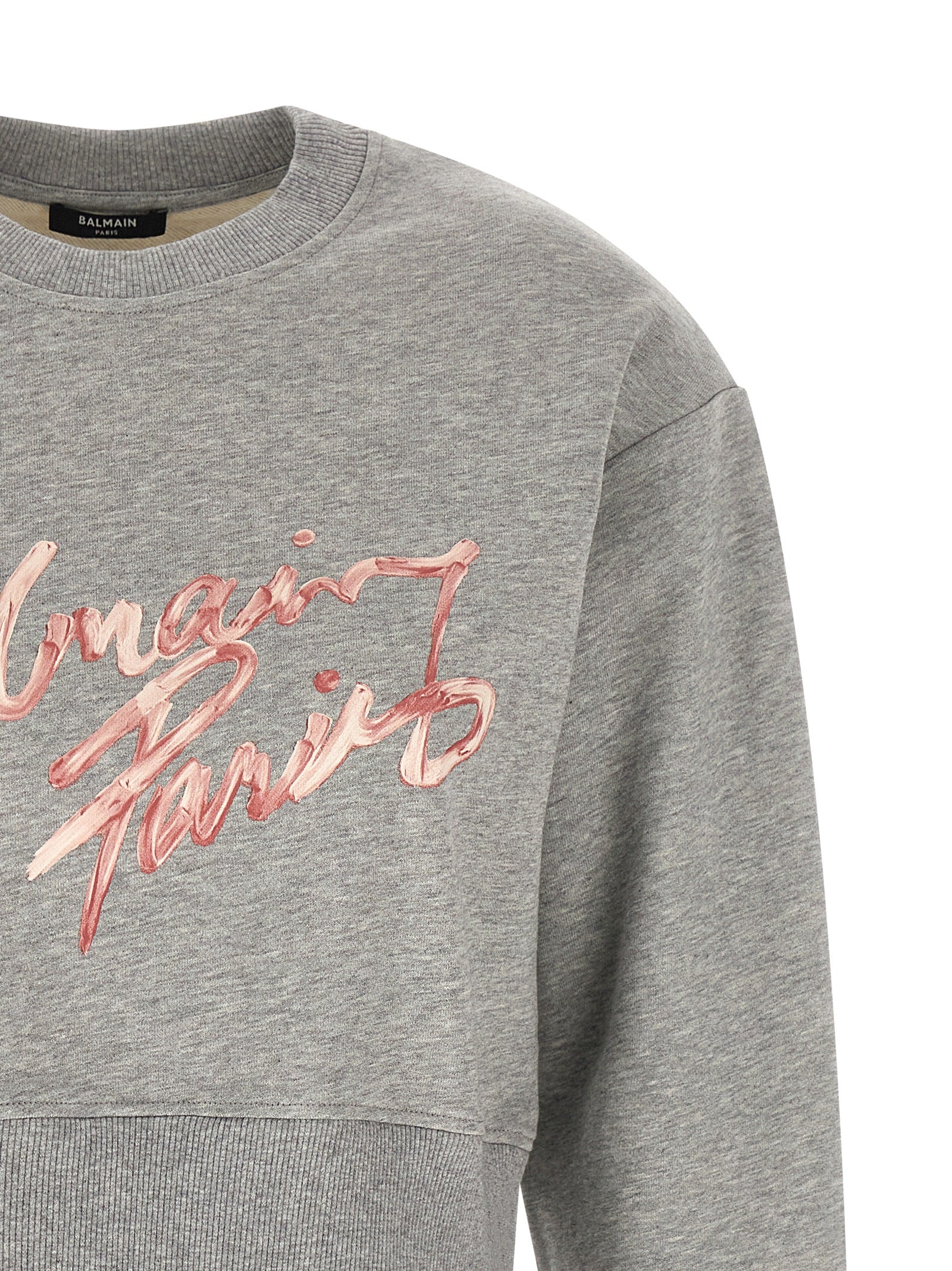 Balmain Gray Cotton Sweatshirt Balmain