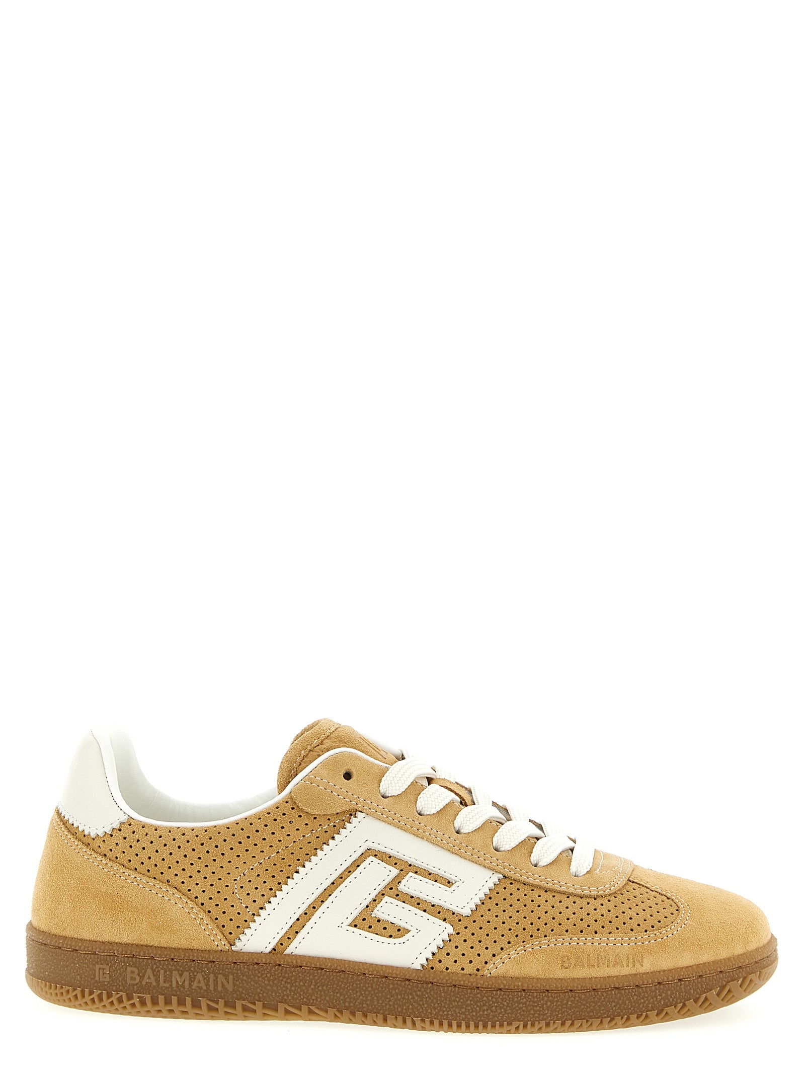 Balmain Beige Calfskin Low Top Sneakers Balmain