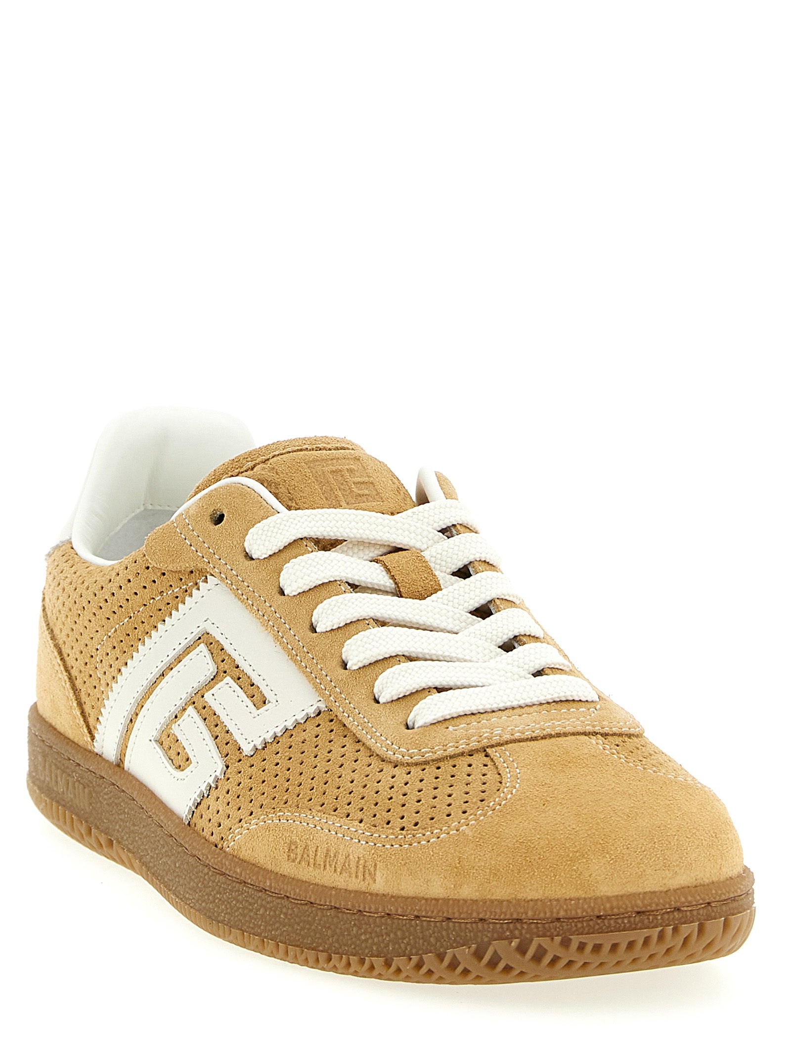 Balmain Beige Calfskin Low Top Sneakers Balmain