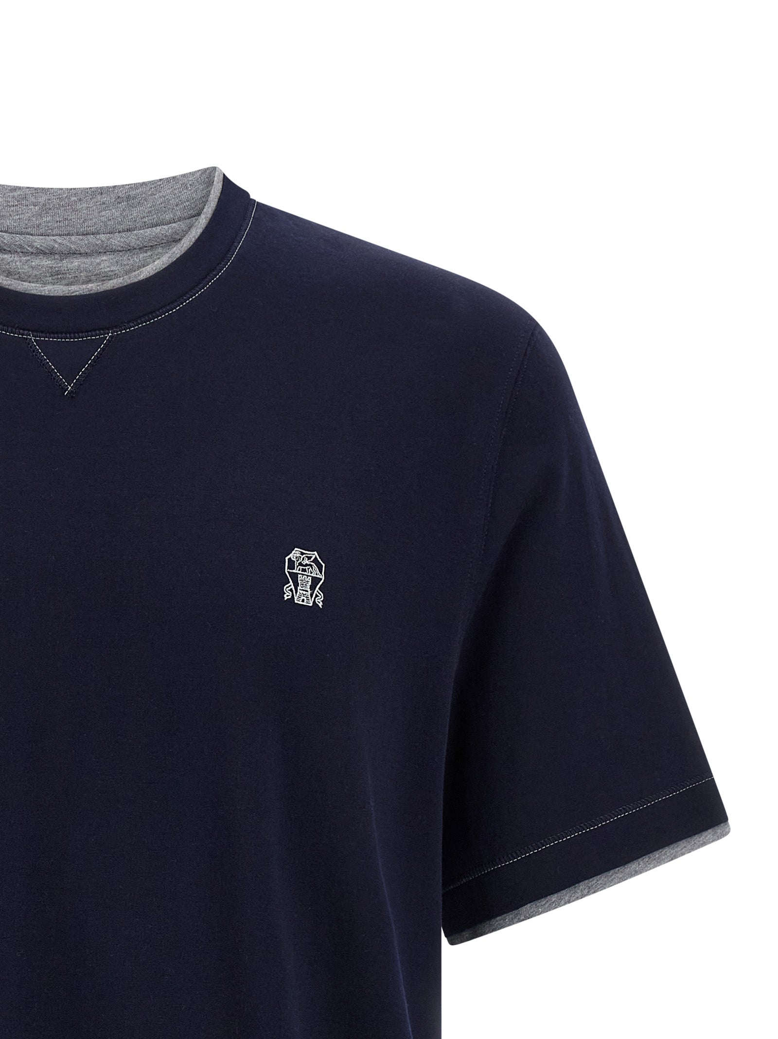 Brunello Cucinelli Blue Cotton T-Shirt Brunello Cucinelli