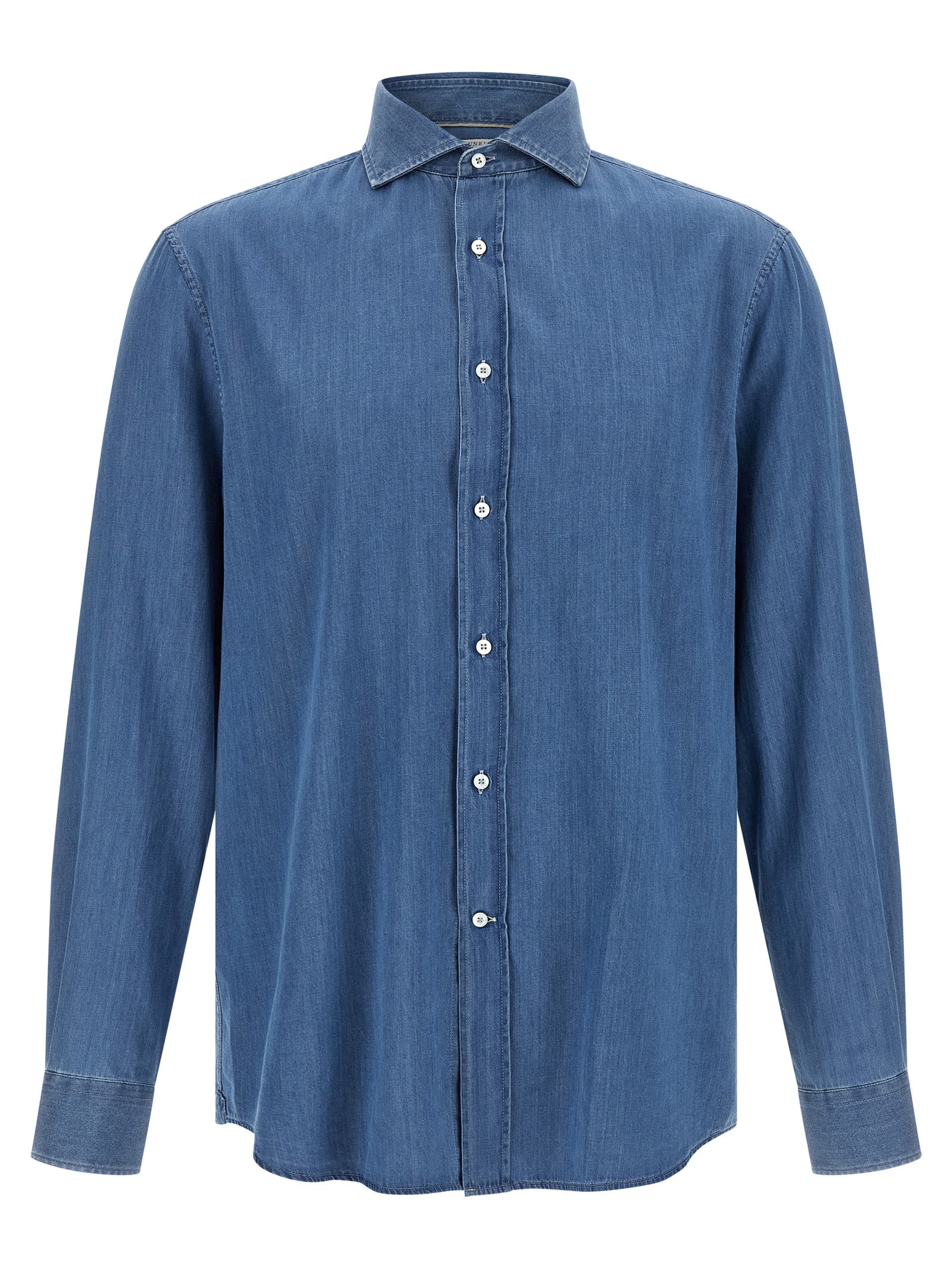 Brunello Cucinelli Blue Cotton Blouse Brunello Cucinelli