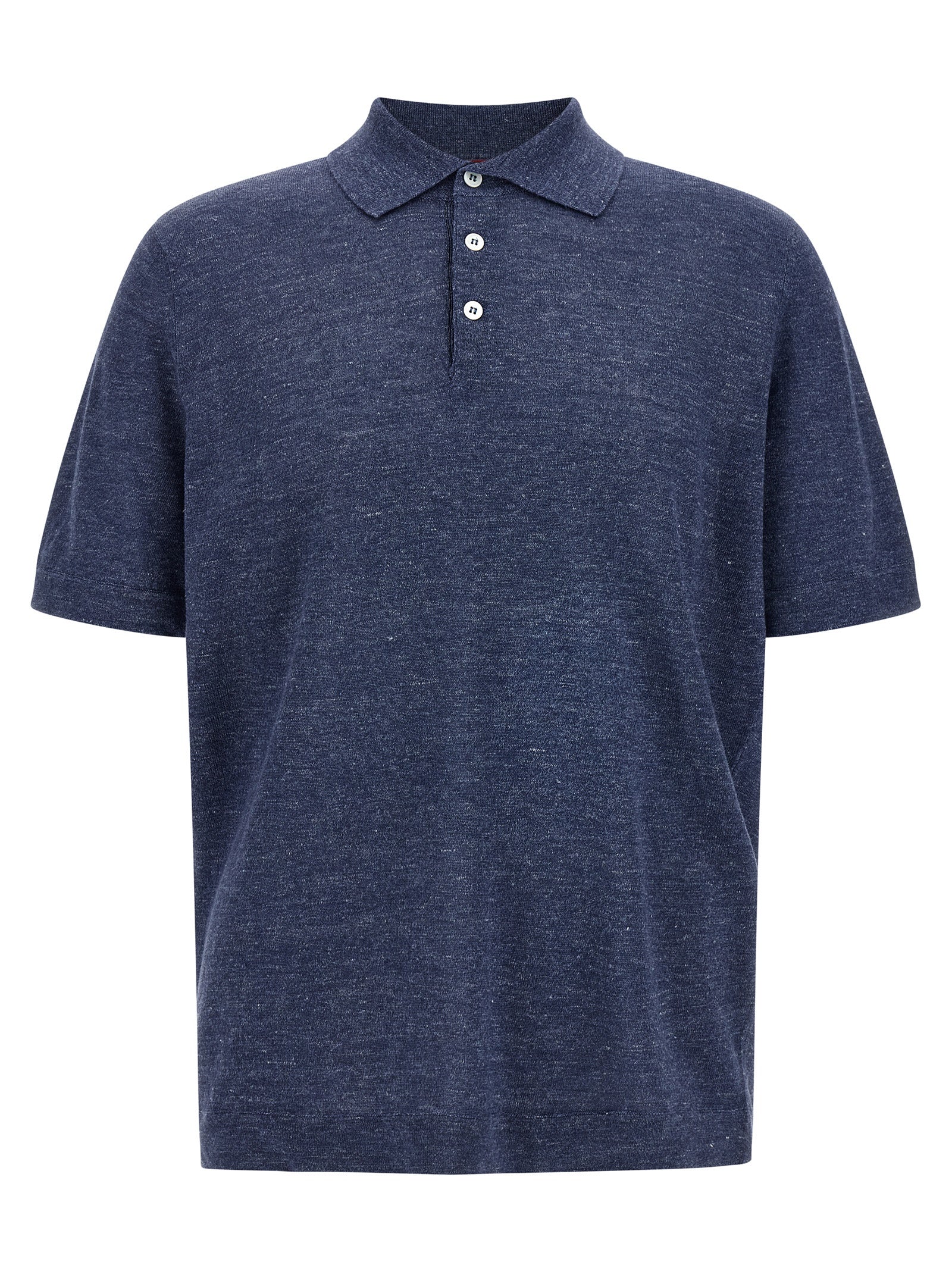 Brunello Cucinelli Blue Linen Polo Shirt Brunello Cucinelli