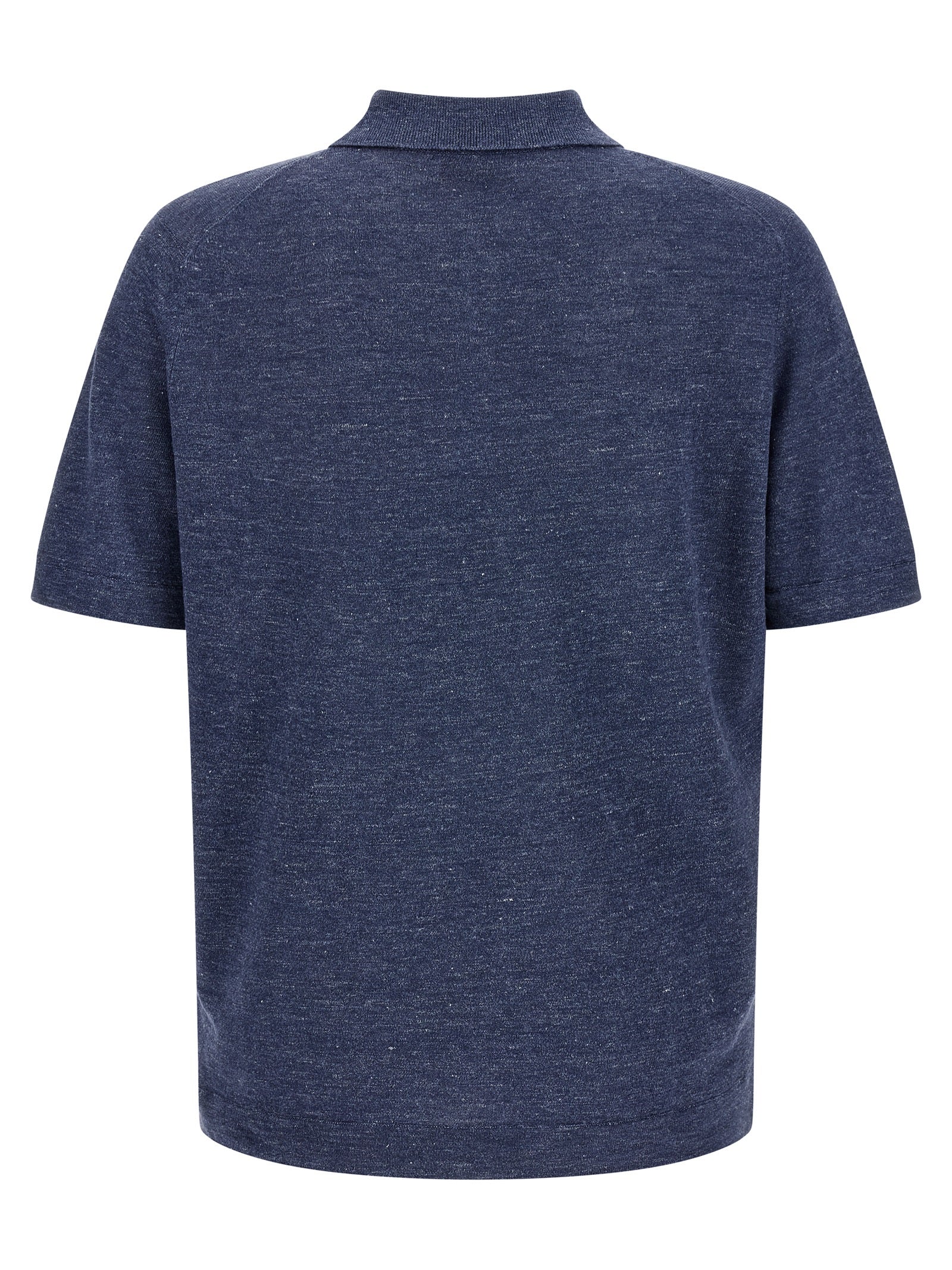 Brunello Cucinelli Blue Linen Polo Shirt Brunello Cucinelli
