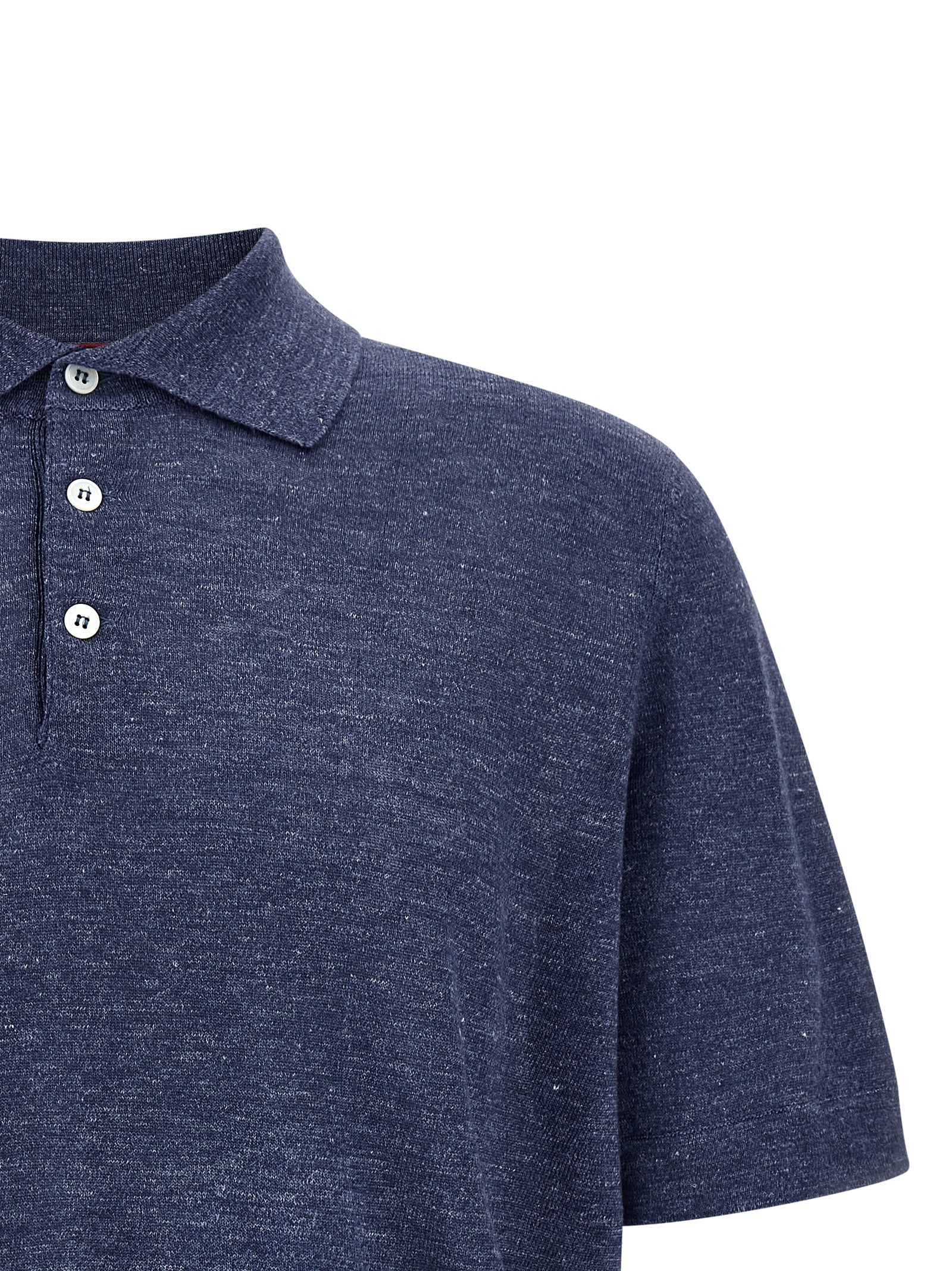 Brunello Cucinelli Blue Linen Polo Shirt Brunello Cucinelli