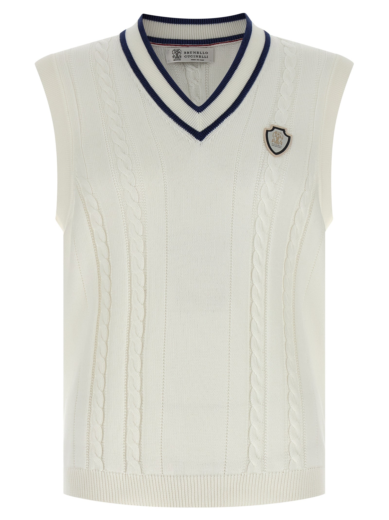 Brunello Cucinelli White Cotton Sleeveles Sweater Brunello Cucinelli